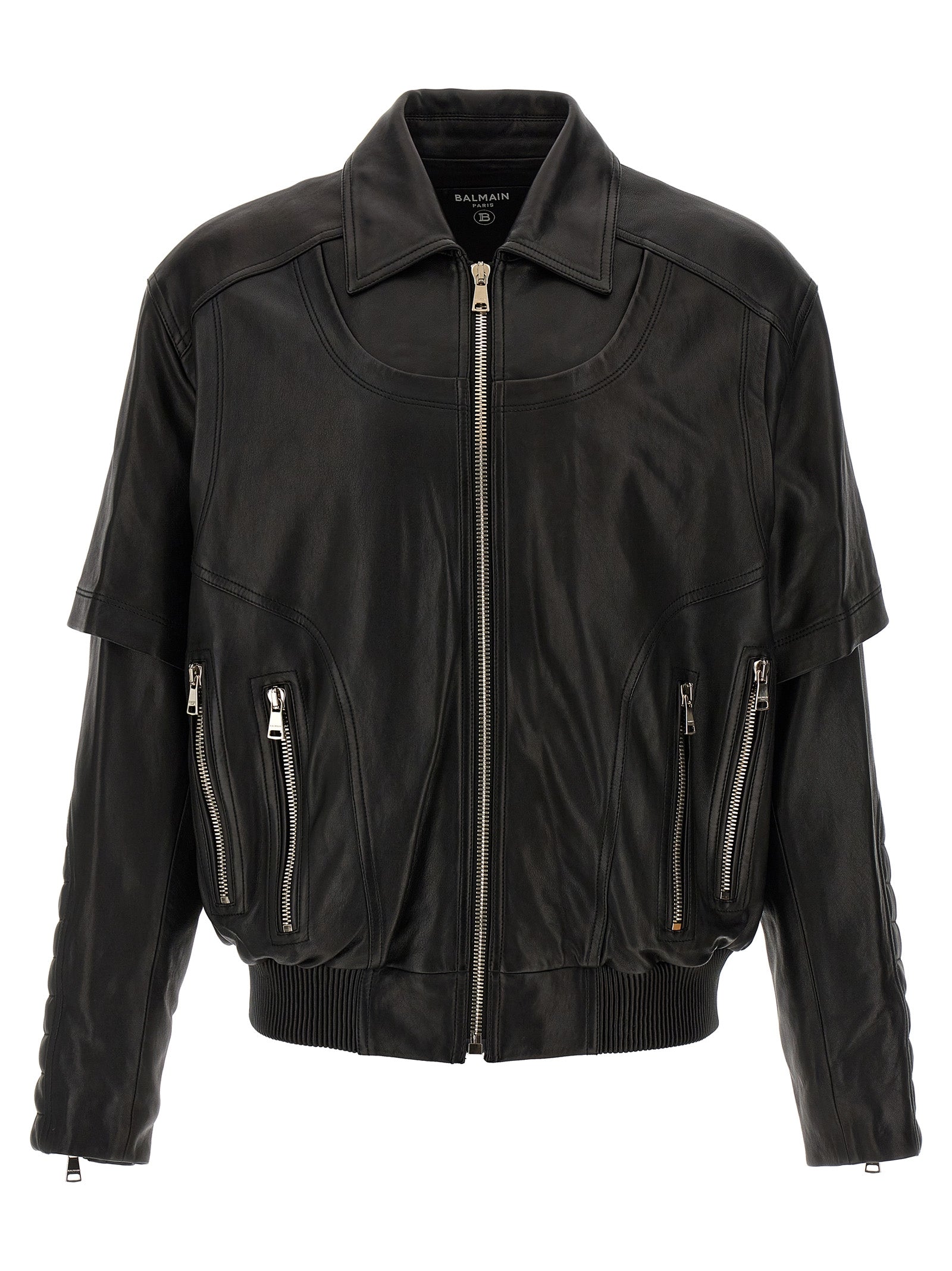 Balmain Layered Leather Jacket