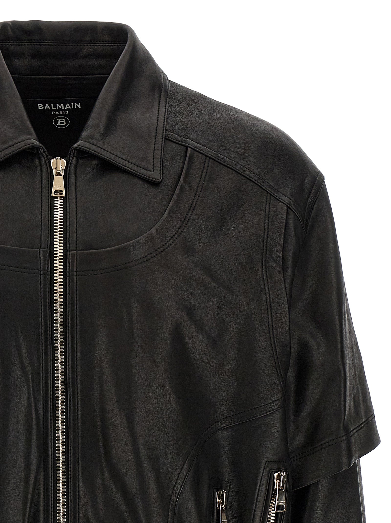 Balmain Layered Leather Jacket