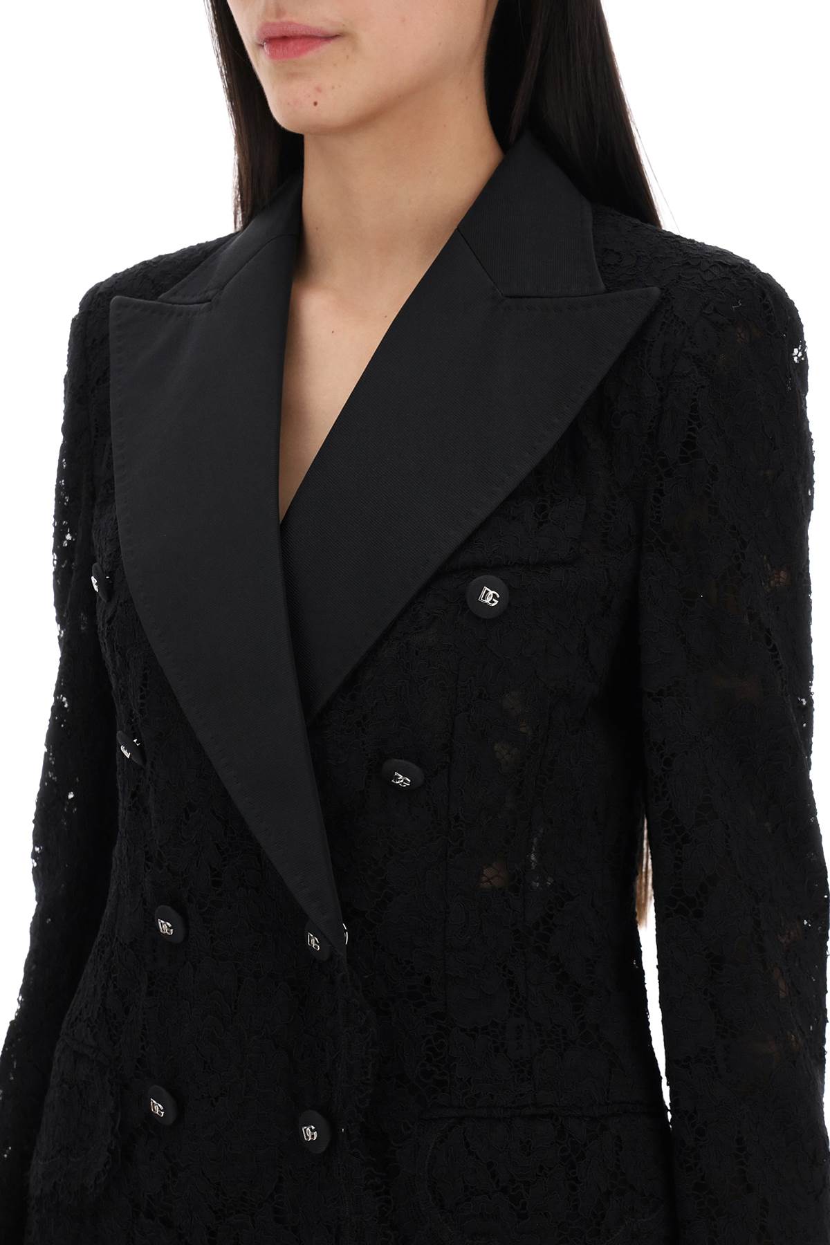 Dolce & Gabbana Turlington Double-Breasted Lace Blazer