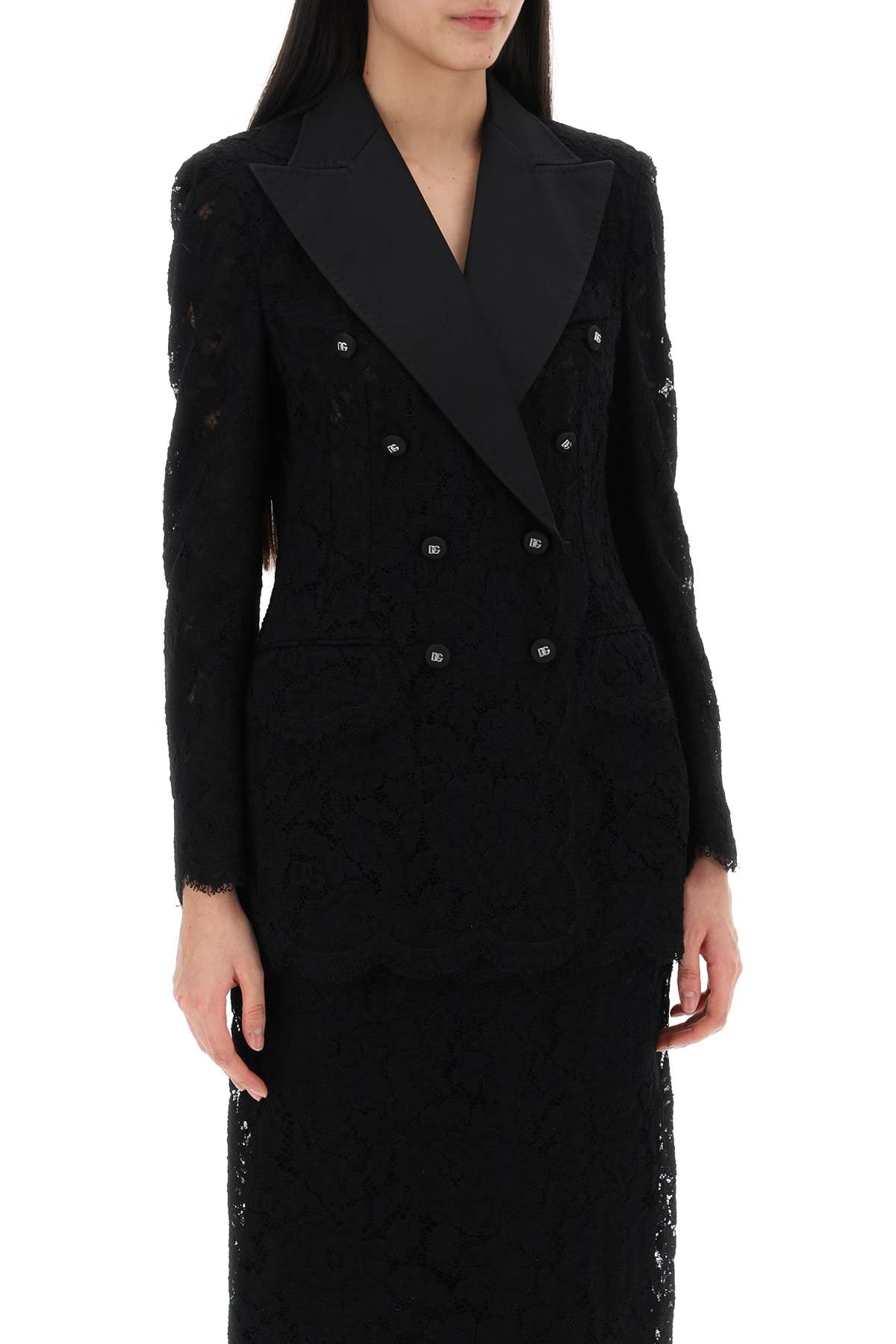 Dolce & Gabbana Turlington Double-Breasted Lace Blazer