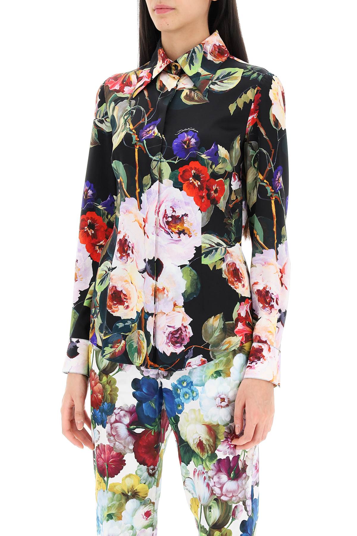 Dolce & Gabbana Rose Garden Shirt In Satin