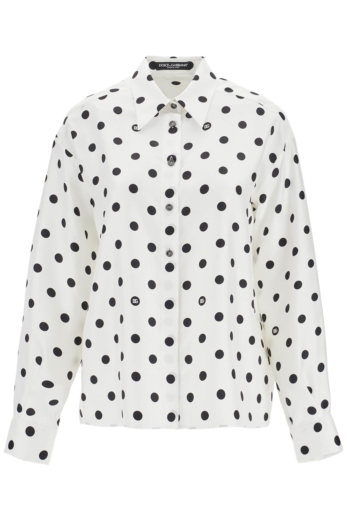 Dolce & Gabbana Silk Polka Dot Print Blouse