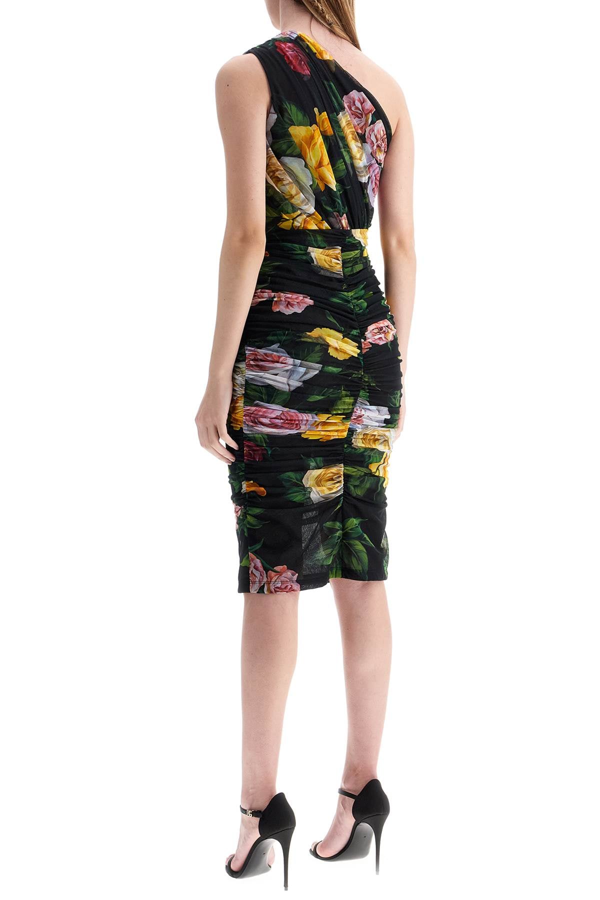 Dolce & Gabbana Elegant Black Dress In Polyamide With Floral Pattern For Cocktails And Evenings