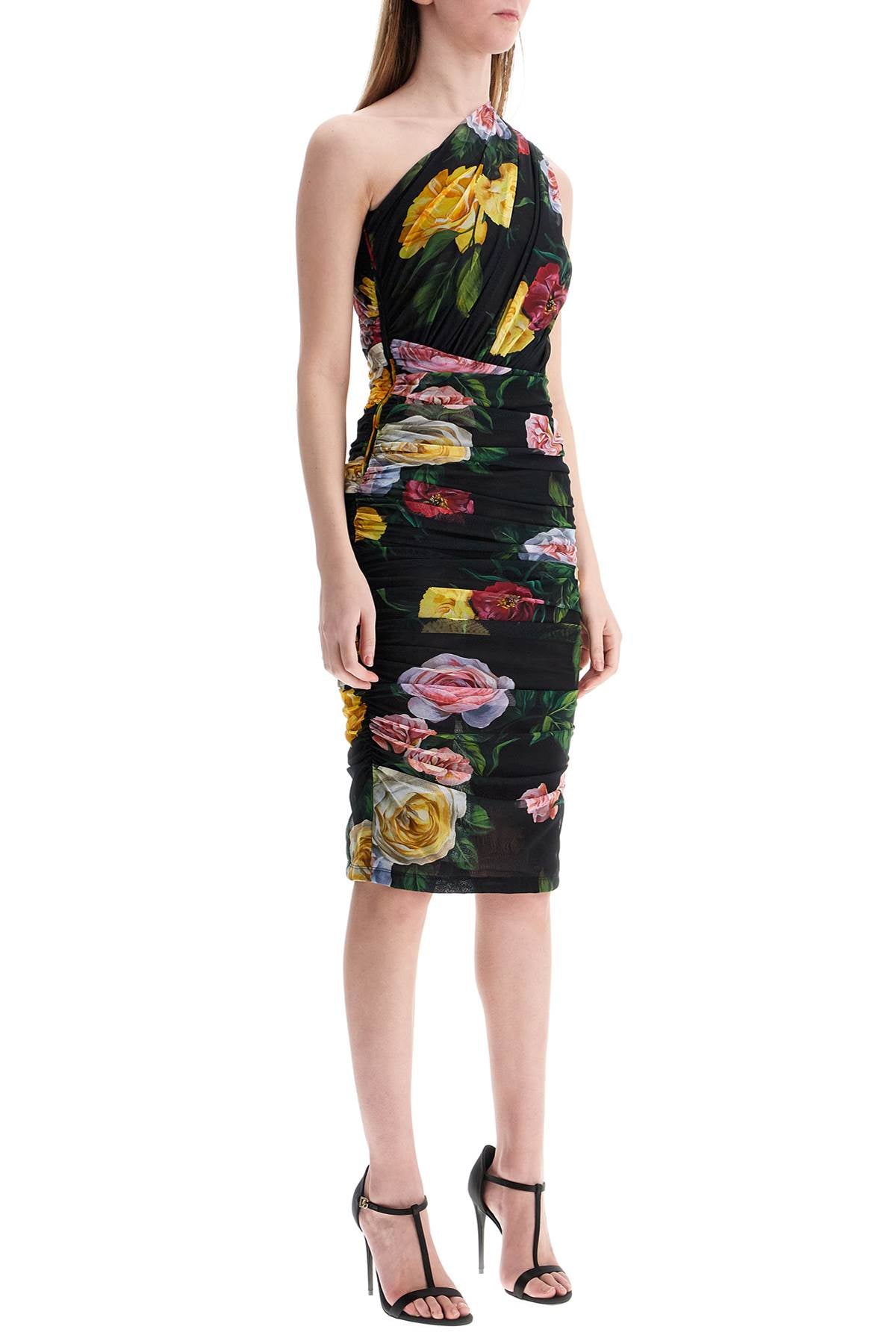 Dolce & Gabbana Elegant Black Dress In Polyamide With Floral Pattern For Cocktails And Evenings