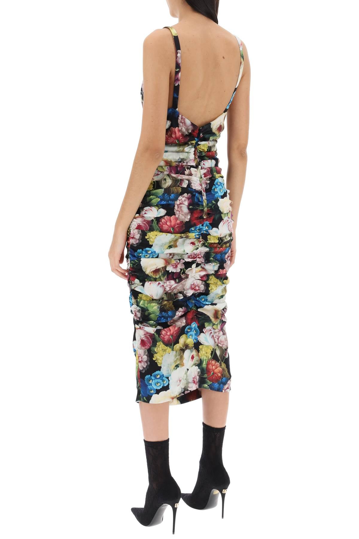 Dolce & Gabbana Nocturnal Flower Draped Midi Dress