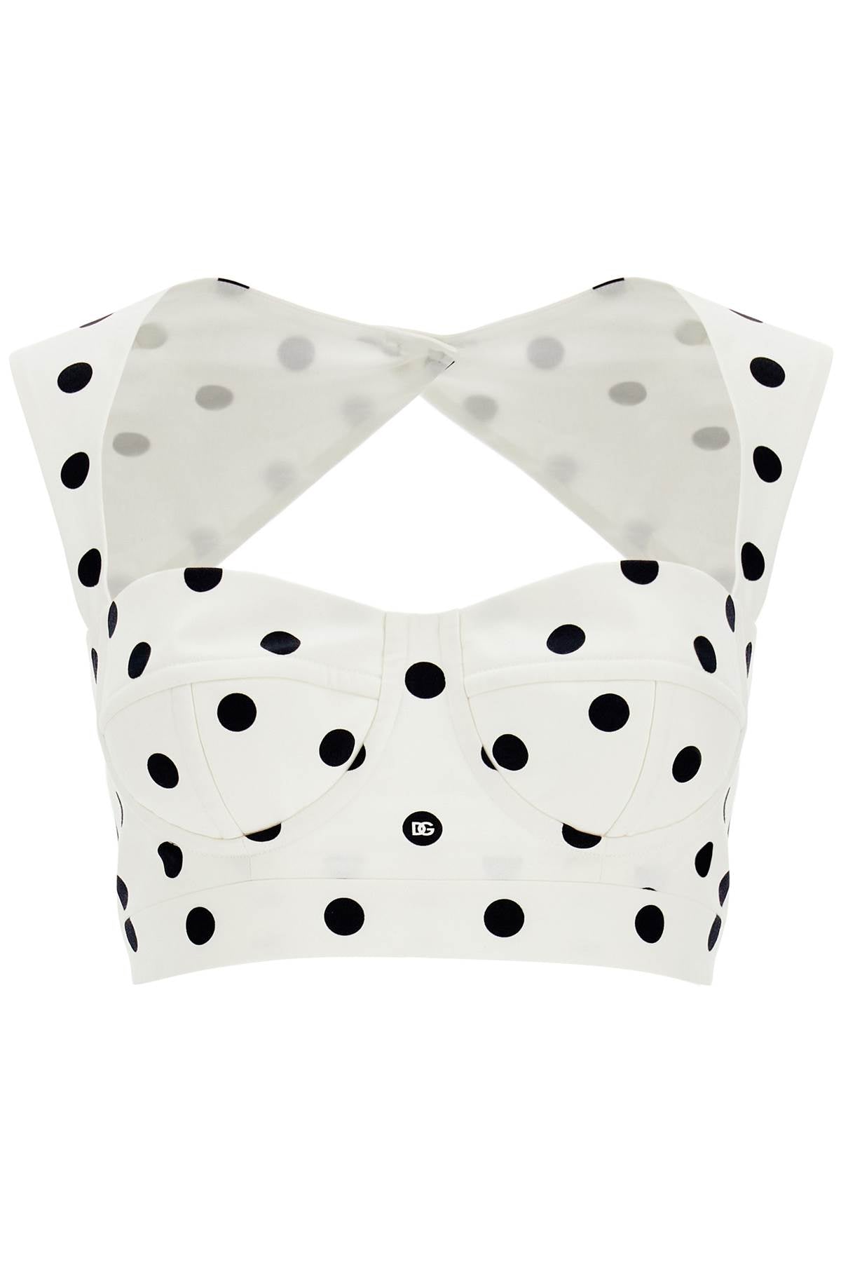 Dolce & Gabbana Polka Dot Cotton Bustier Top With