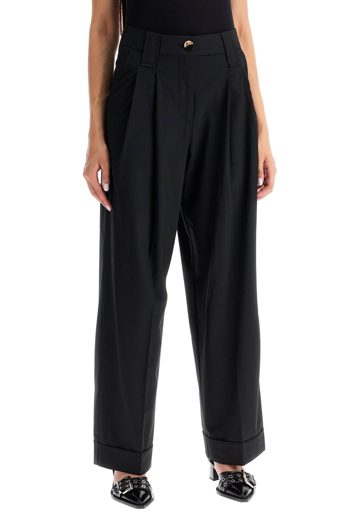 Ganni Flowy Trousers With Two Ple