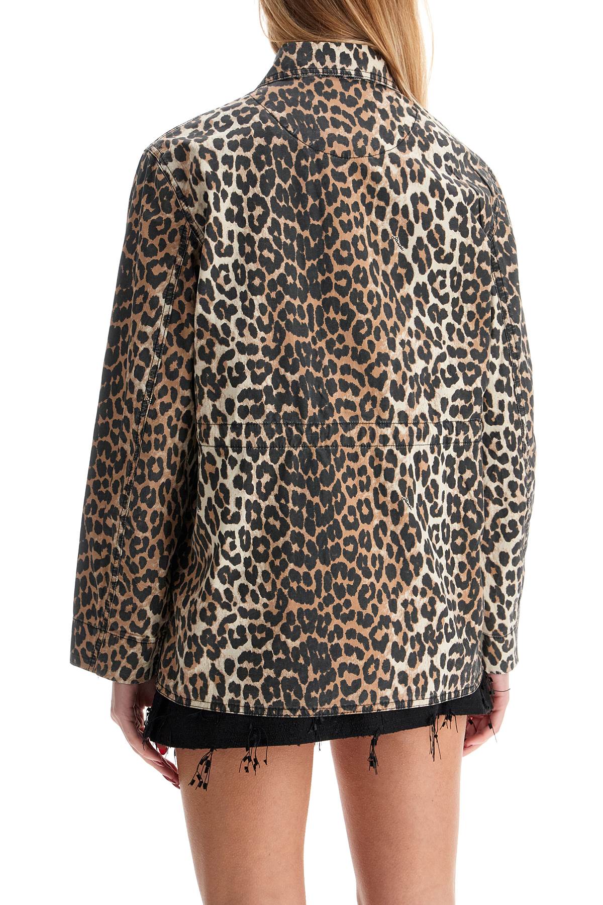 Ganni Leopard Print Canvas Overshirt