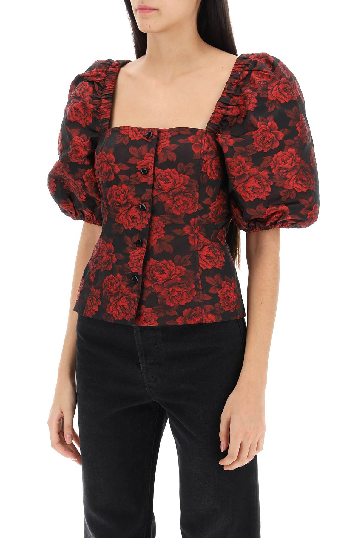 Ganni Blouse In Floral Jacquard