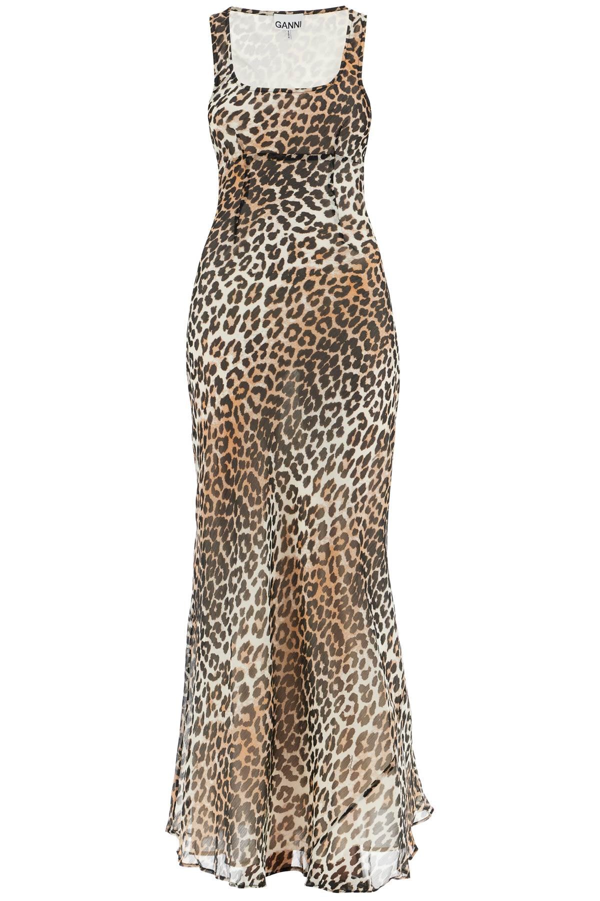 Ganni Maxi Chiffon Animal Print Dress