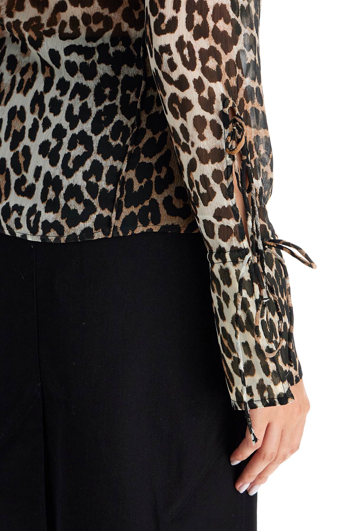 Ganni Leopard Print Chiffon Blouse