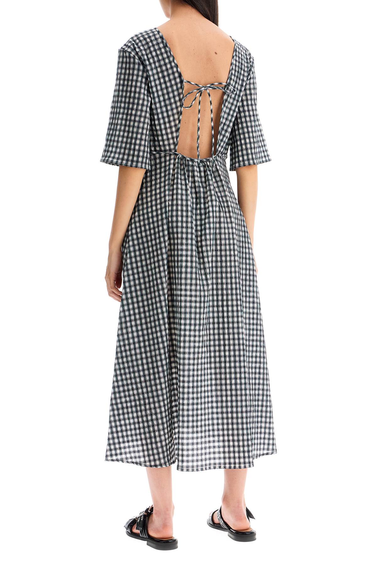 Ganni Midi Seersucker Check Dress