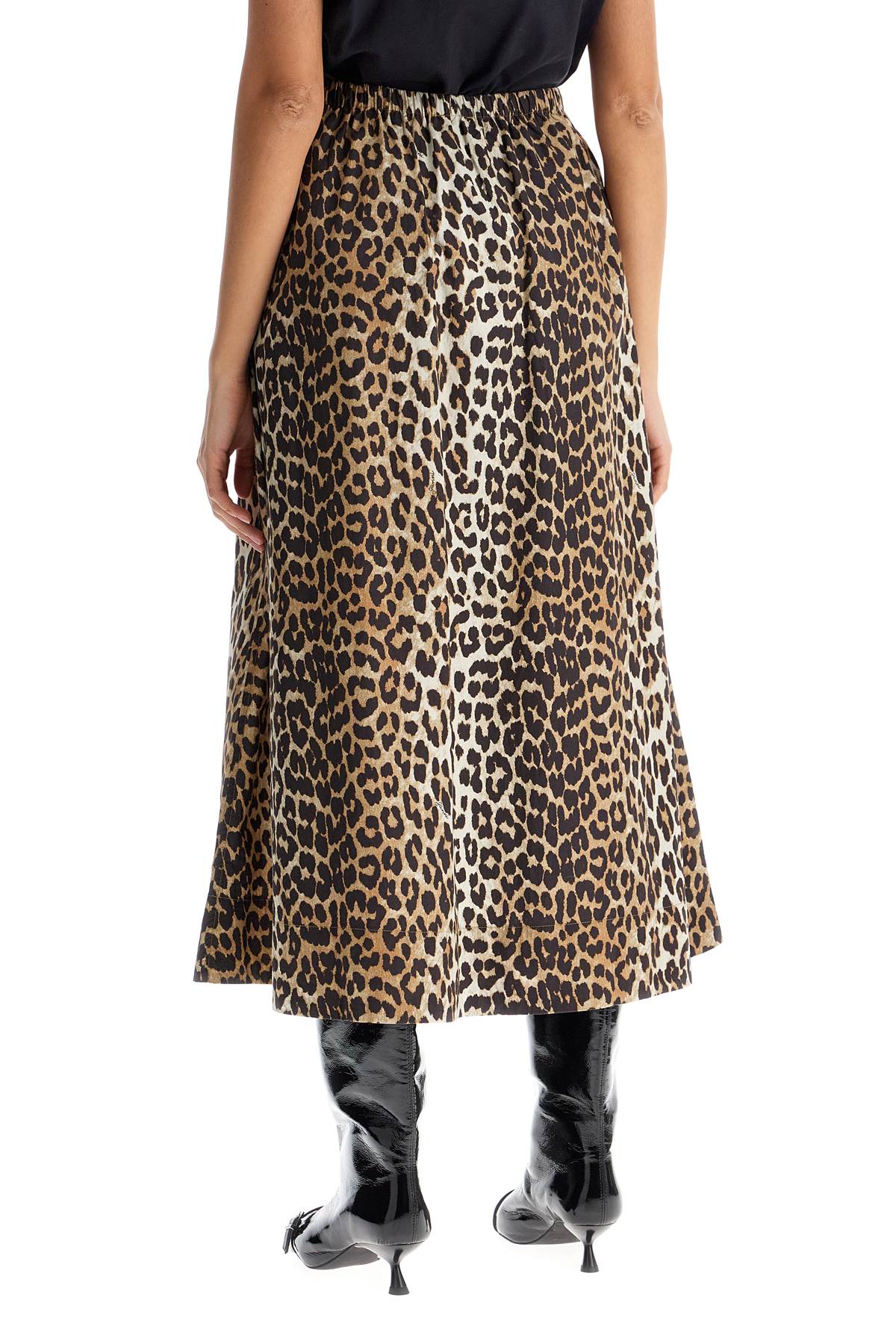 Ganni Long Leopard Print Maxi Skirt