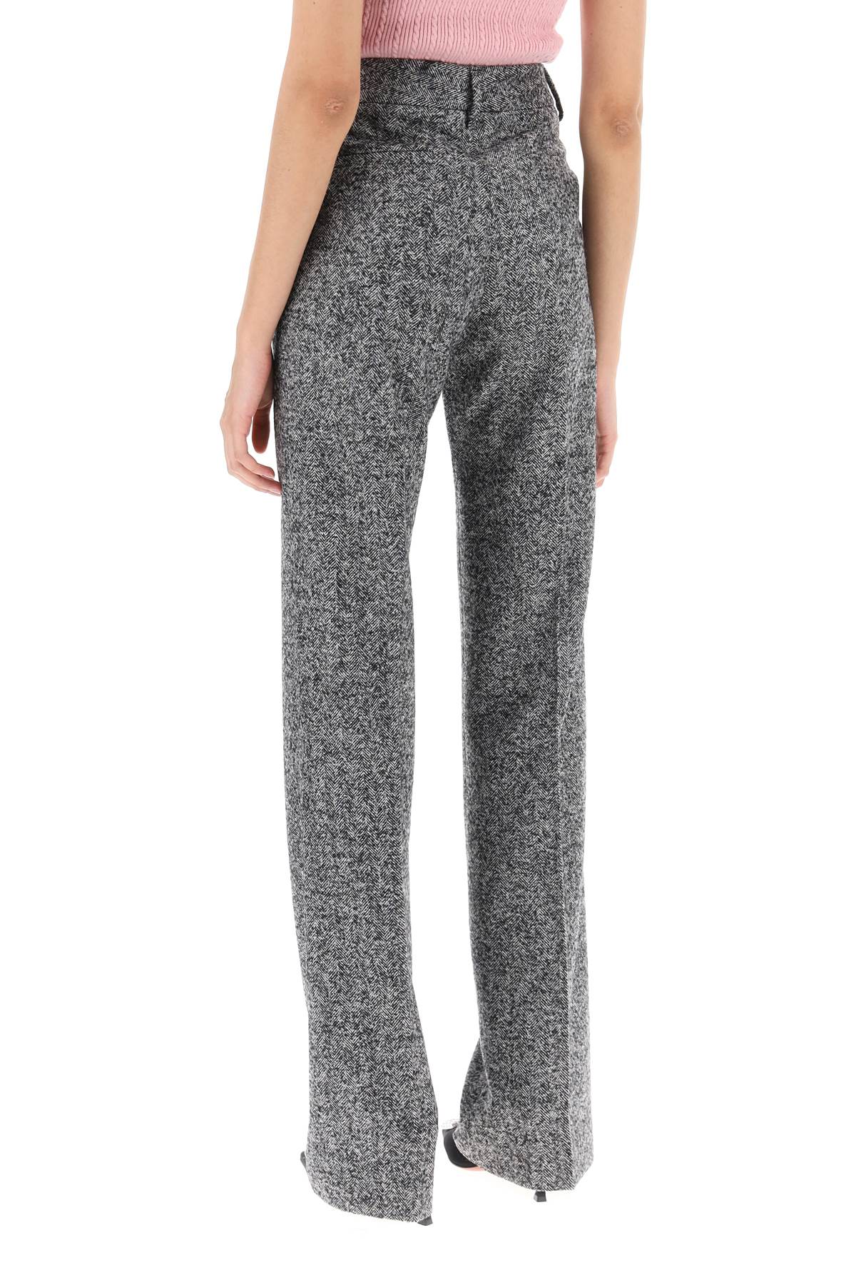 Alessandra Rich Pants With Herringbone Motif