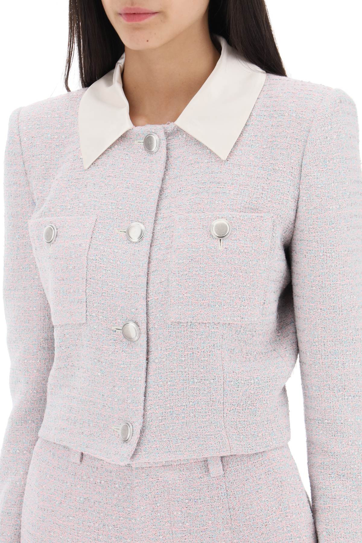 Alessandra Rich Cropped Jacket In Tweed Boucle'