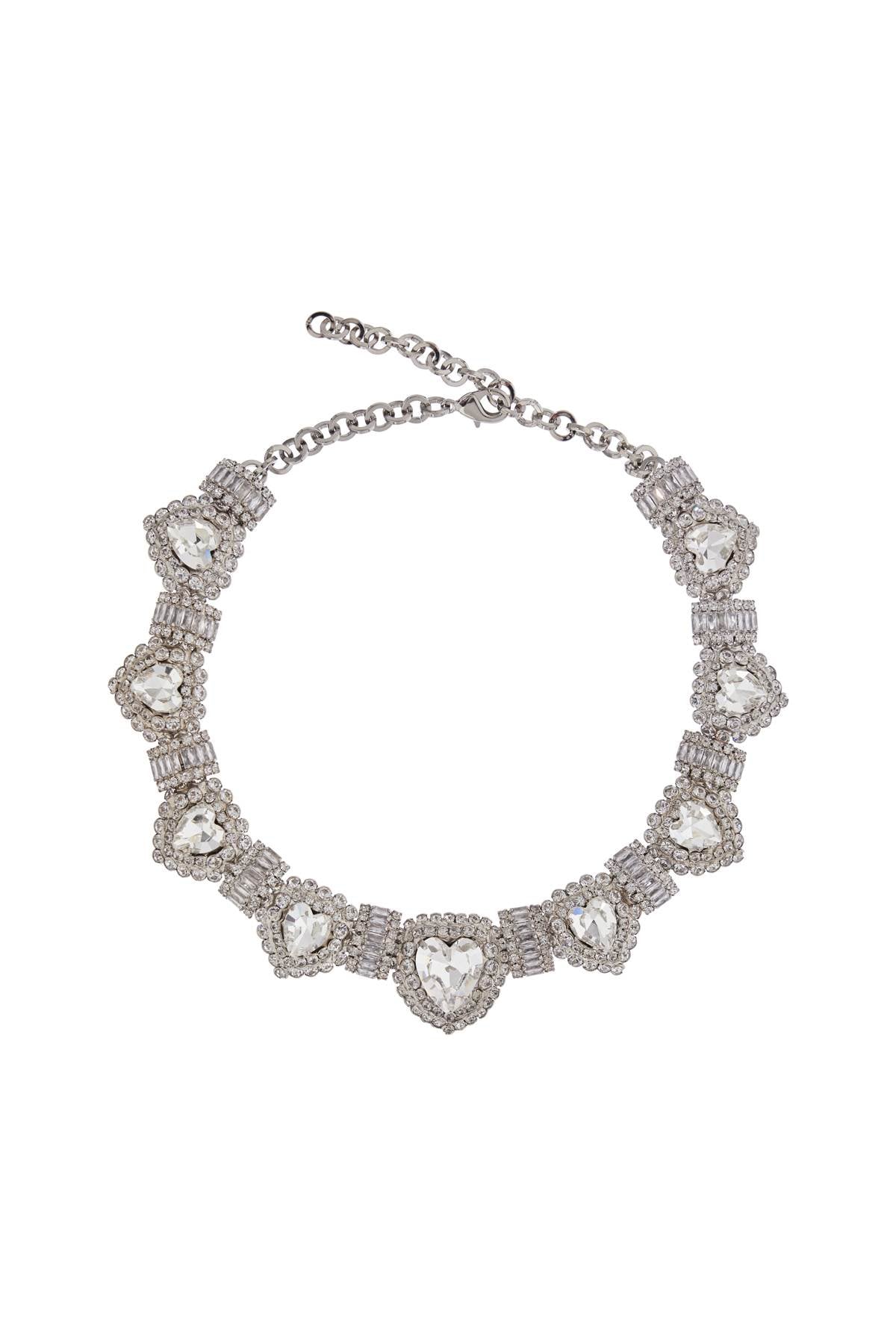 Alessandra Rich Heart Necklace In Hypoallergenic Silver Crystal