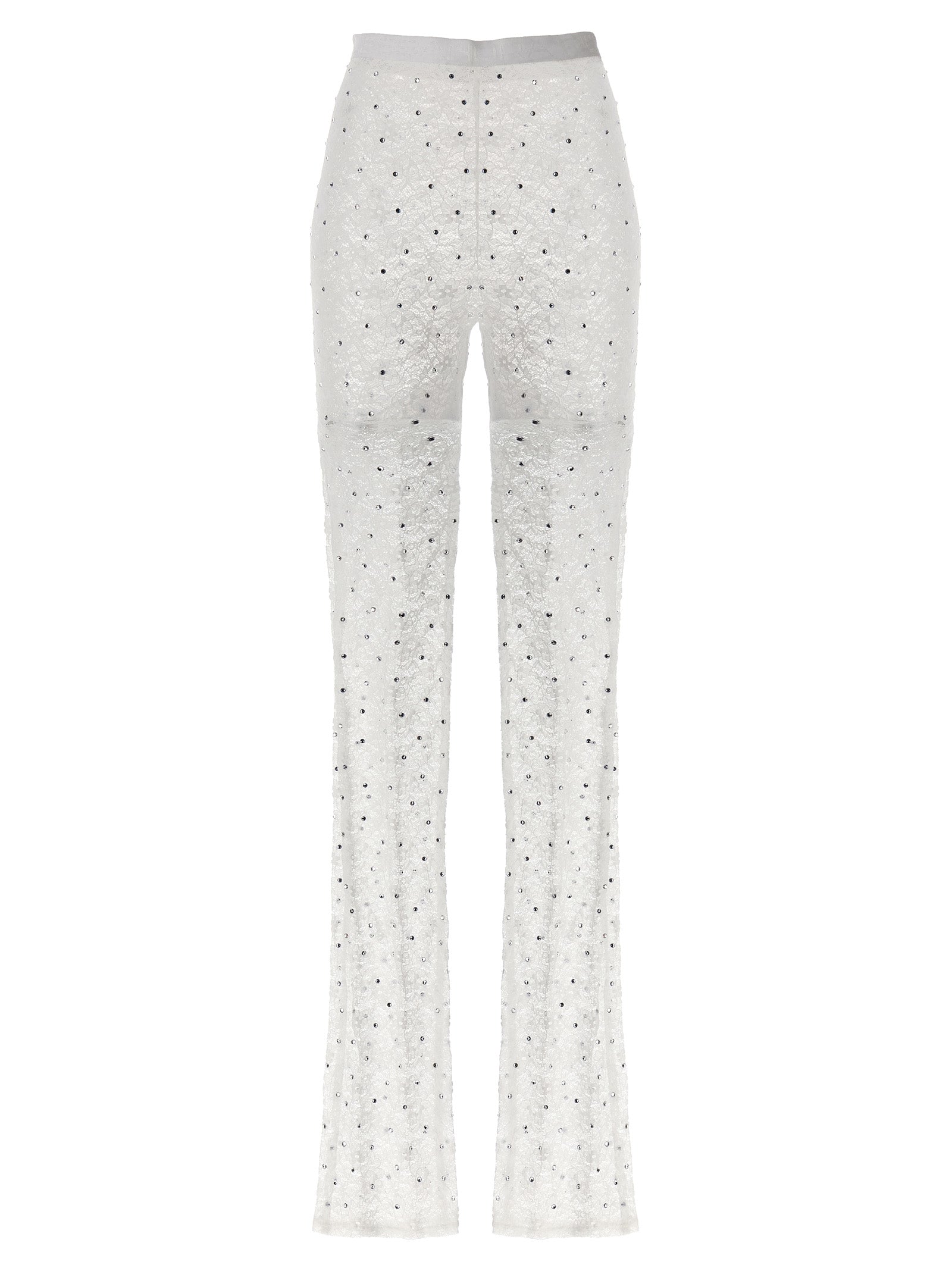 Alessandra Rich Rhinestone Lace Leggings