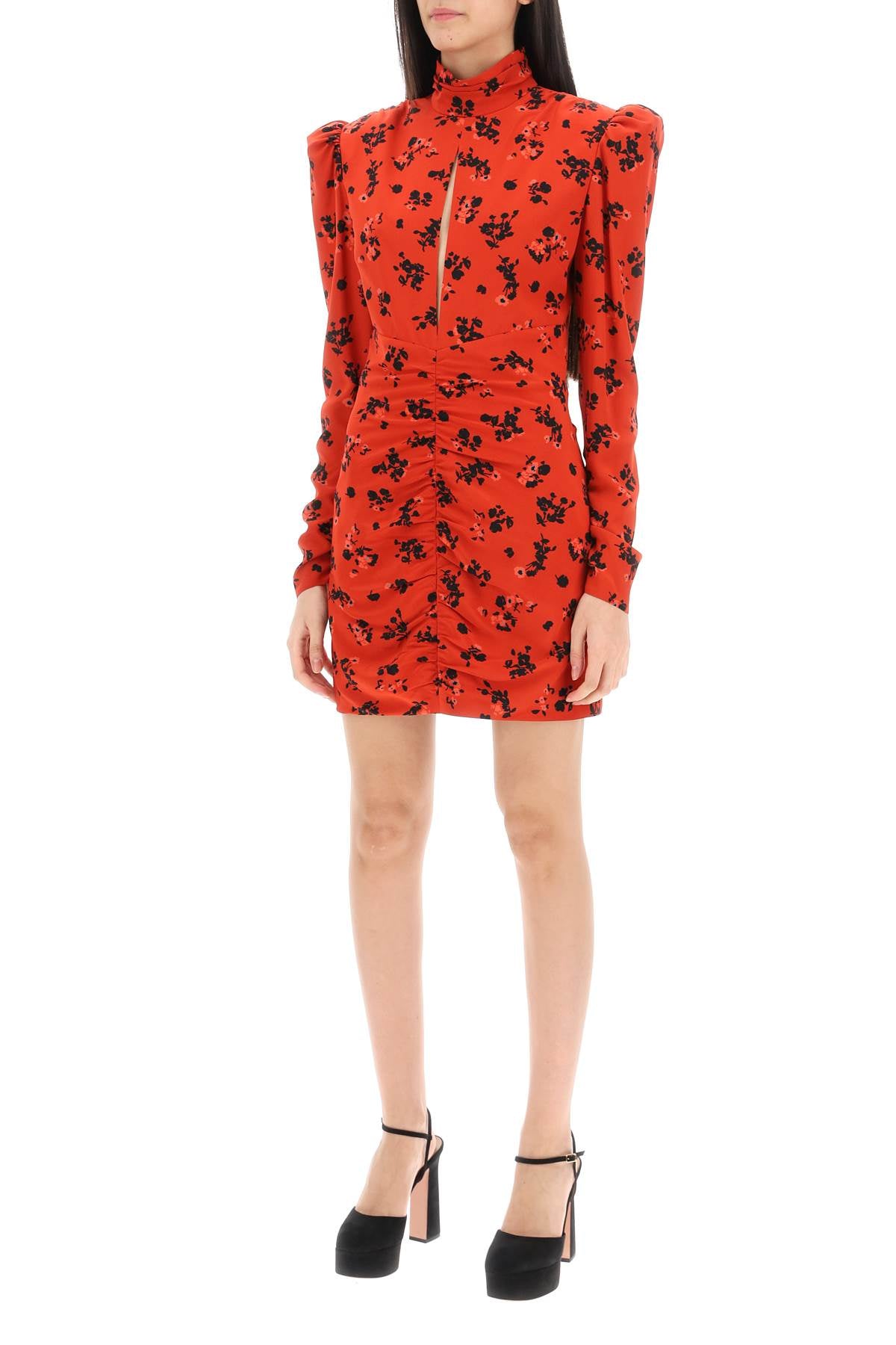 Alessandra Rich High-Neck Floral Mini Dress