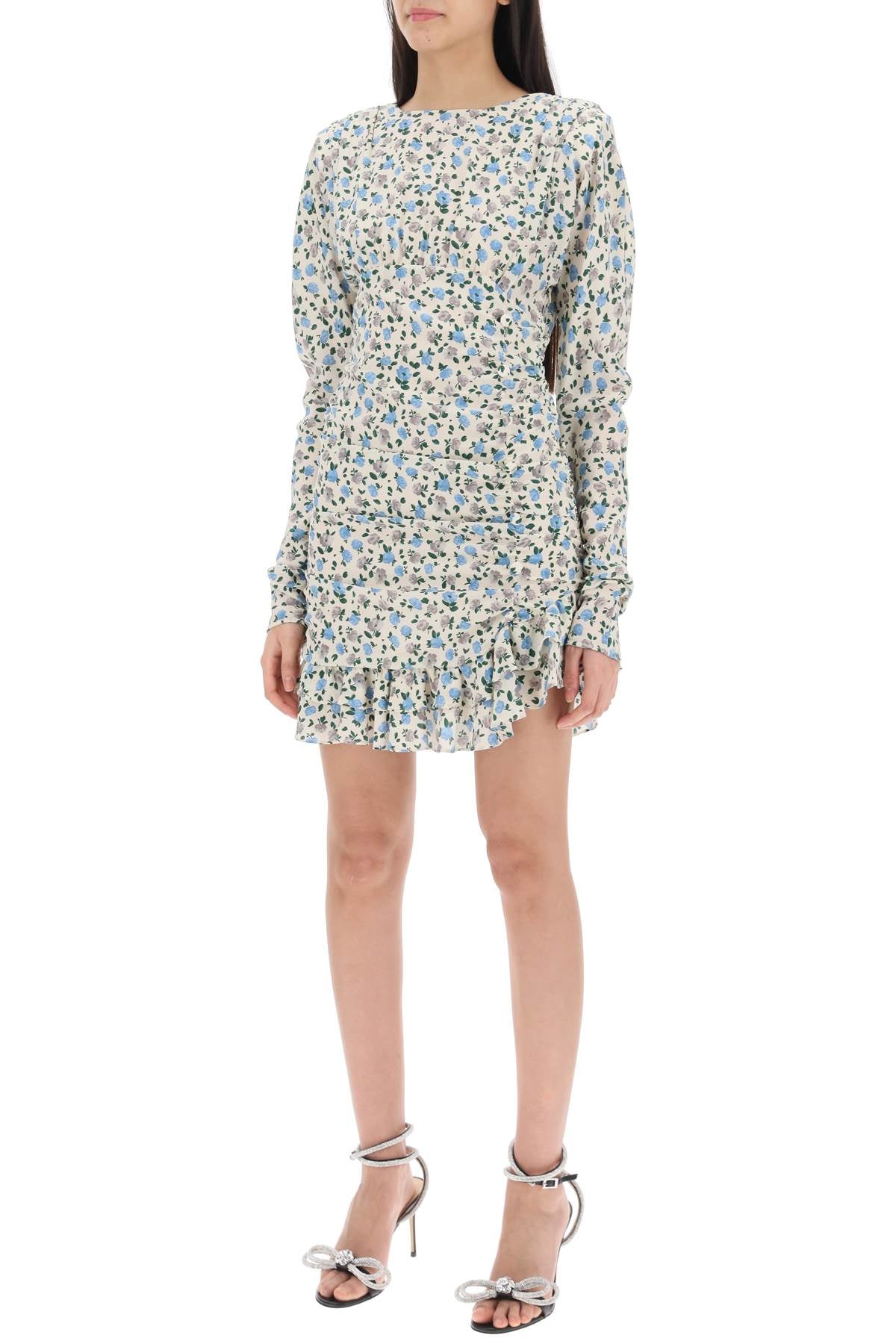 Alessandra Rich Draped Mini Dress With Floral Pattern