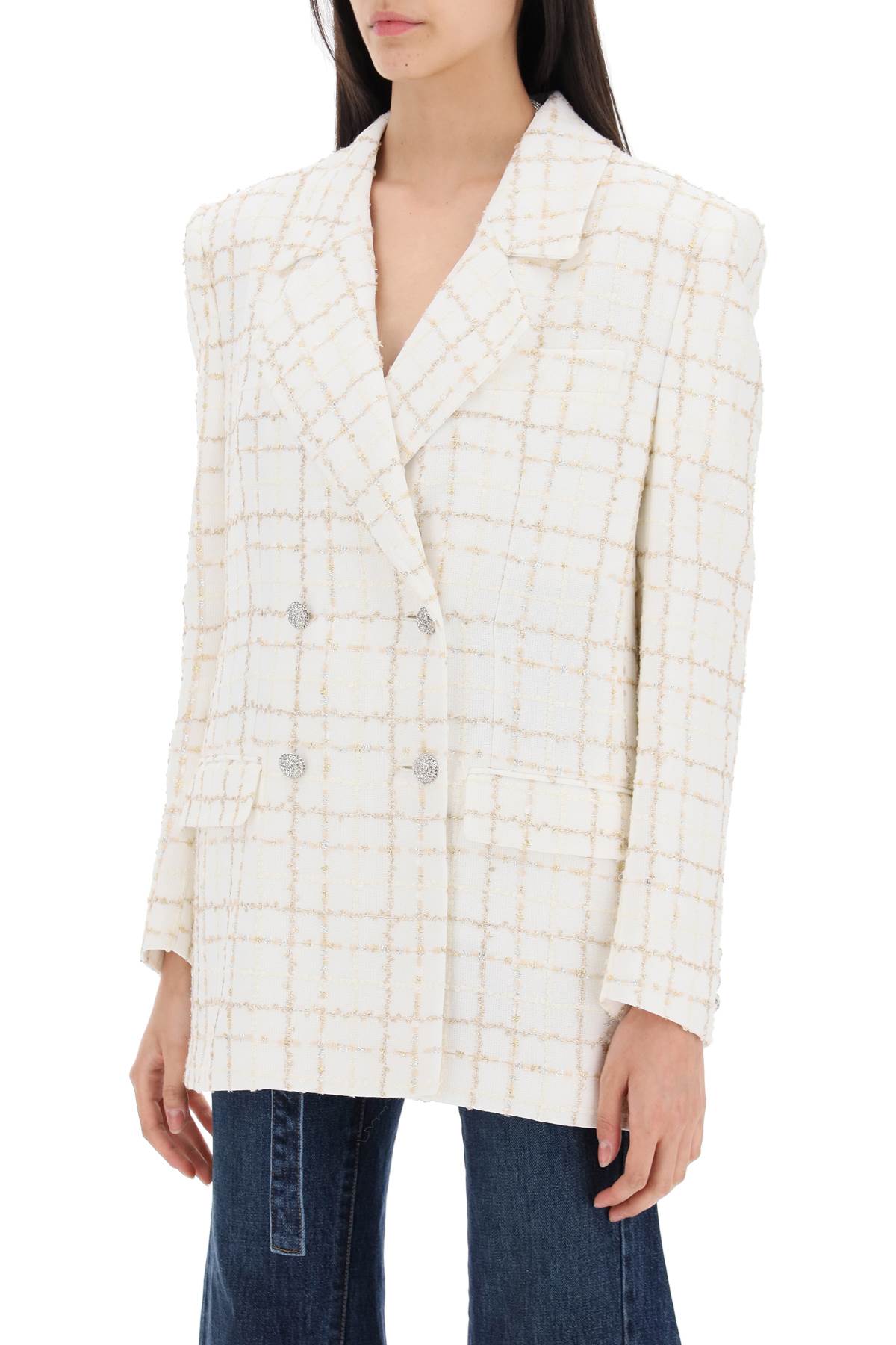 Alessandra Rich Oversized Tweed Jacket With Plaid Pattern