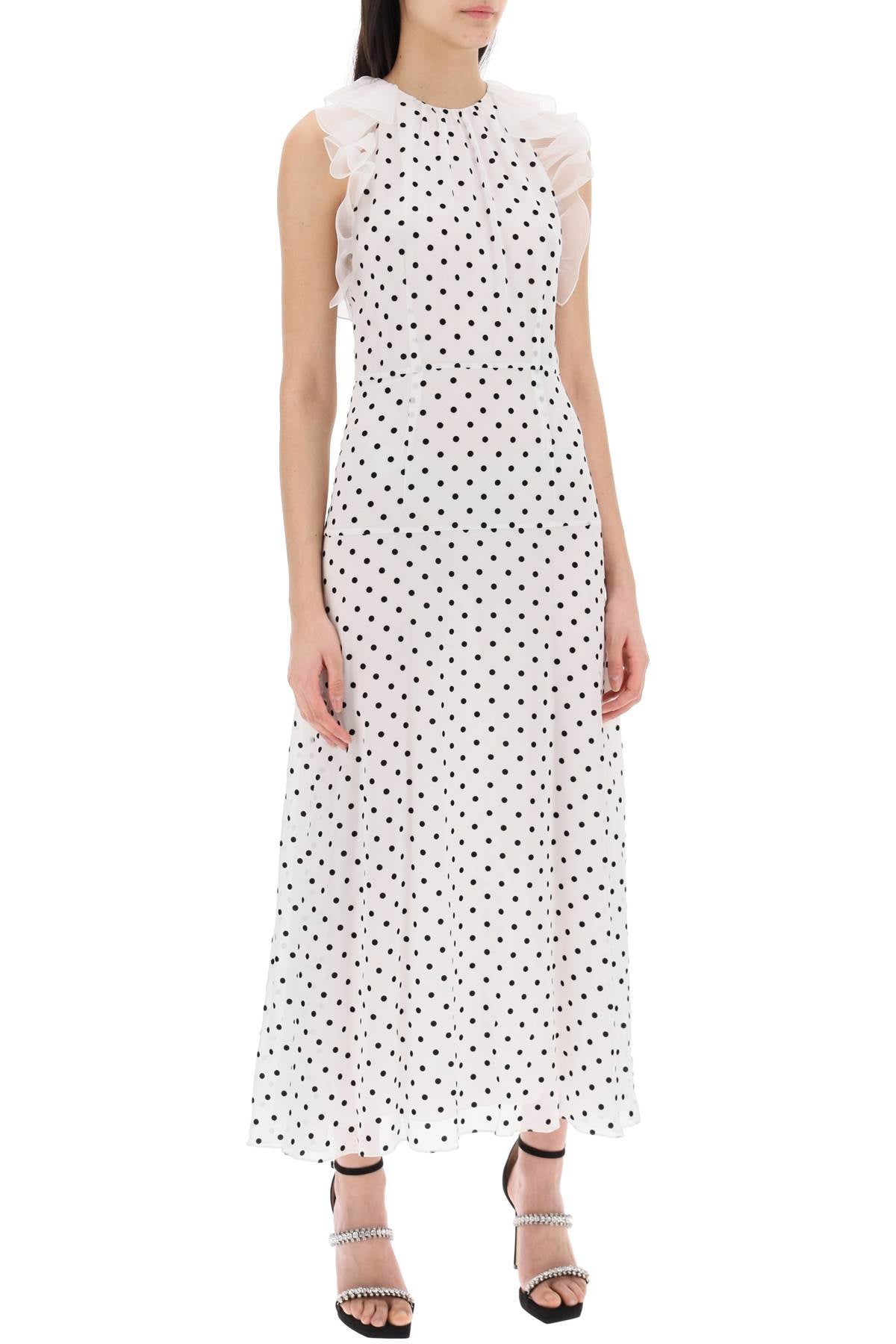 Alessandra Rich Sleeveless Maxi Dress In Polka