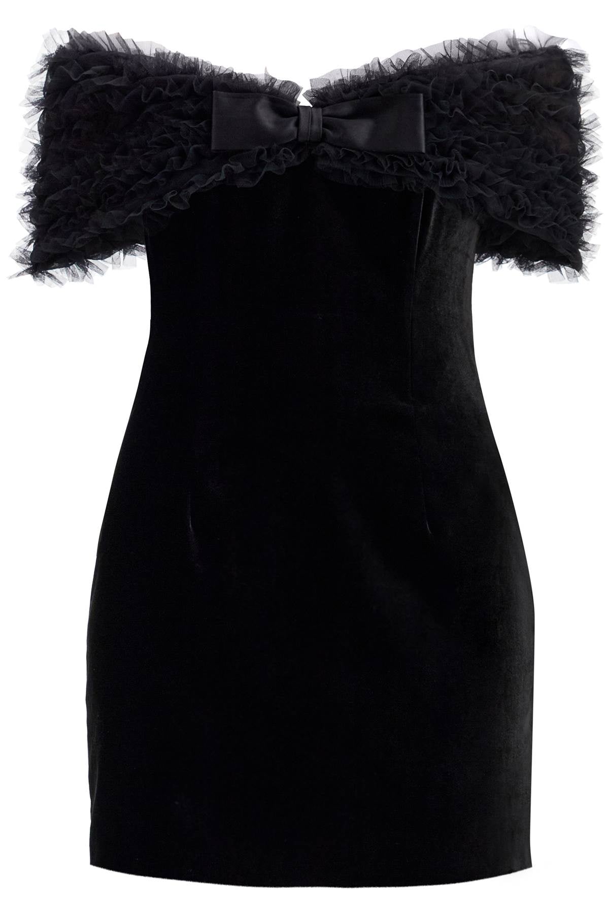 Alessandra Rich Velvet Off-Shoulder Mini Dress