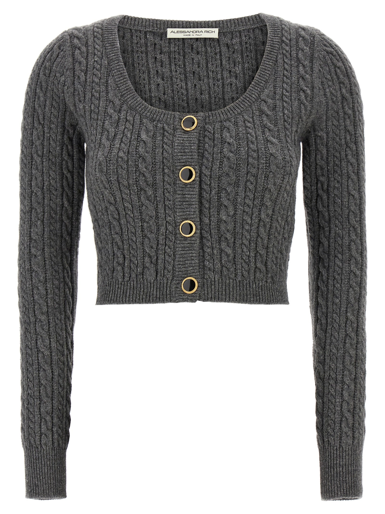 Alessandra Rich Cropped Wool Cardigan