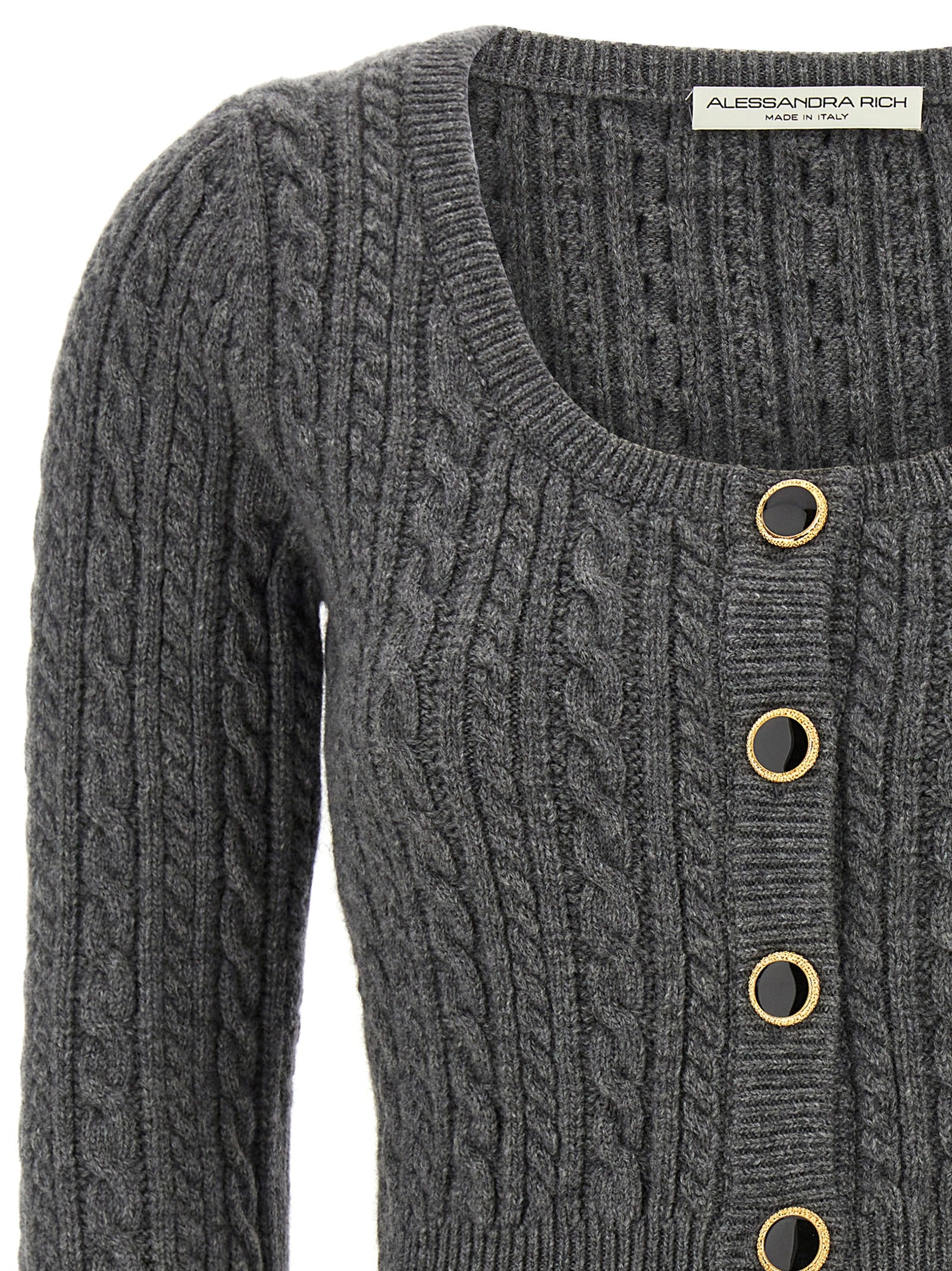 Alessandra Rich Cropped Wool Cardigan