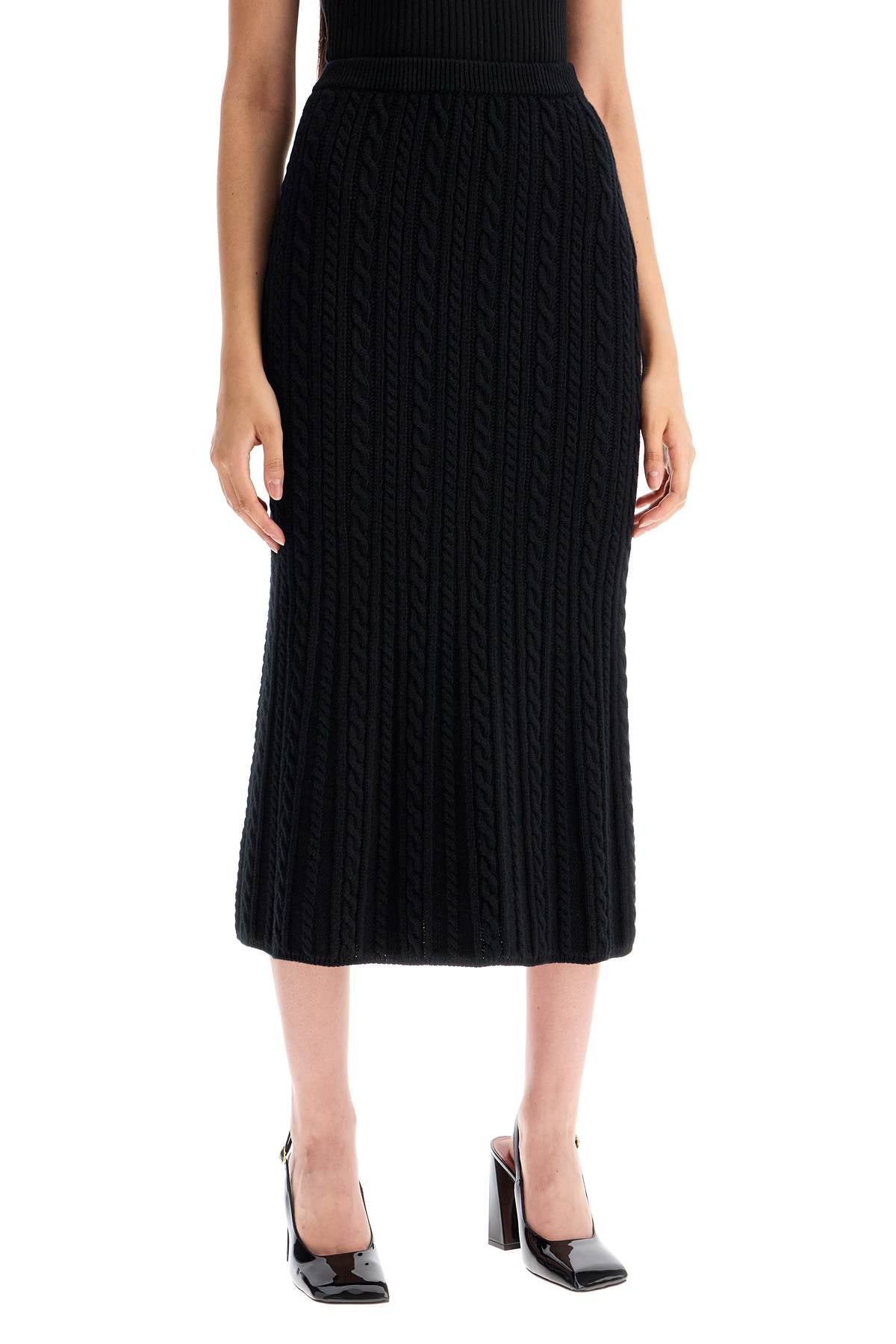 Alessandra Rich Knitted Midi Skirt With Cable Knit