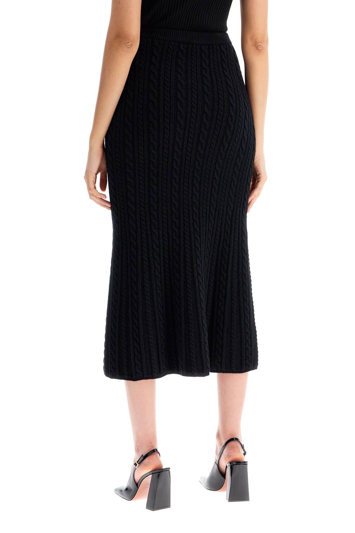 Alessandra Rich Knitted Midi Skirt With Cable Knit