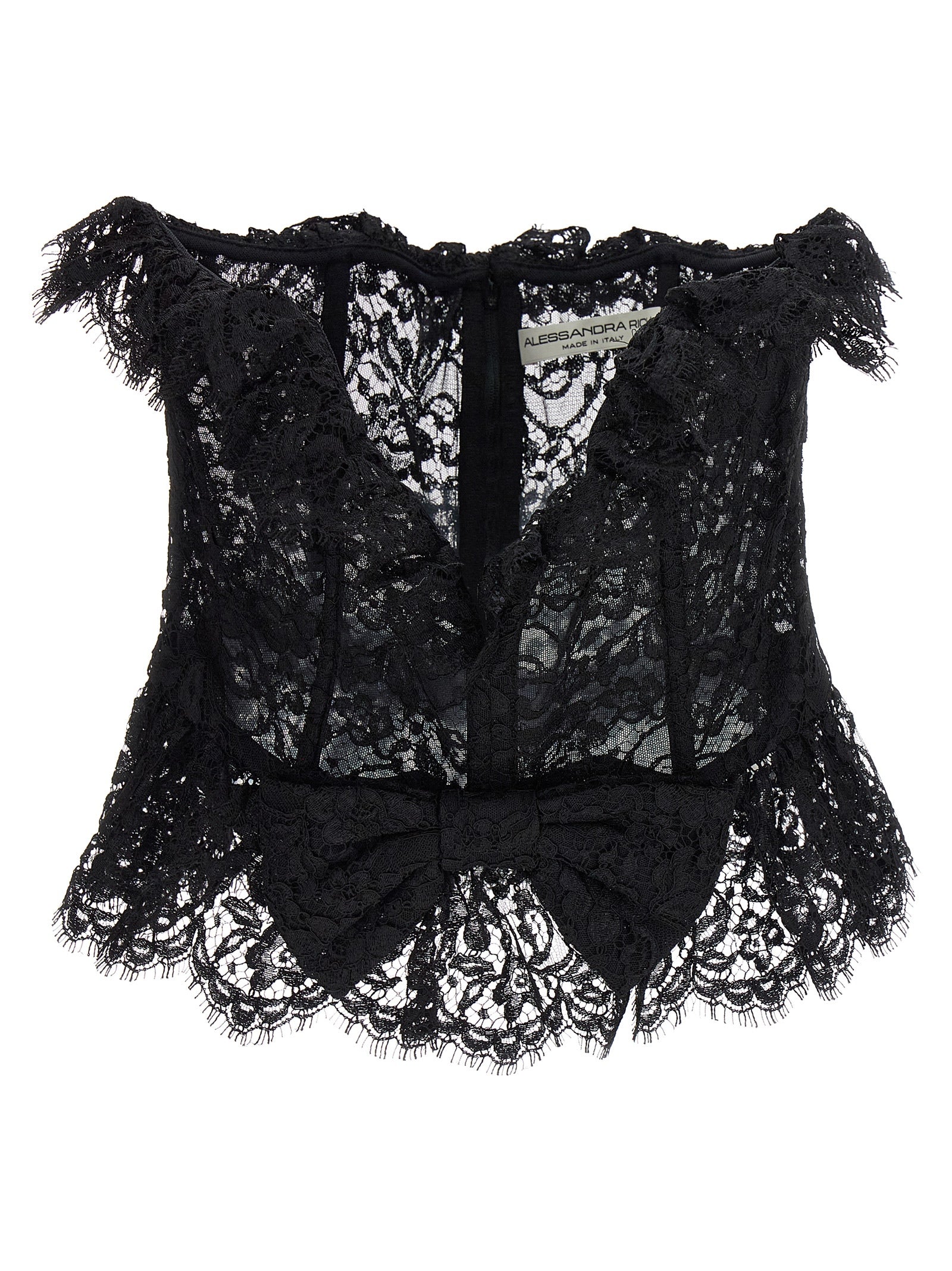 Alessandra Rich Lace Bow Bustier Top