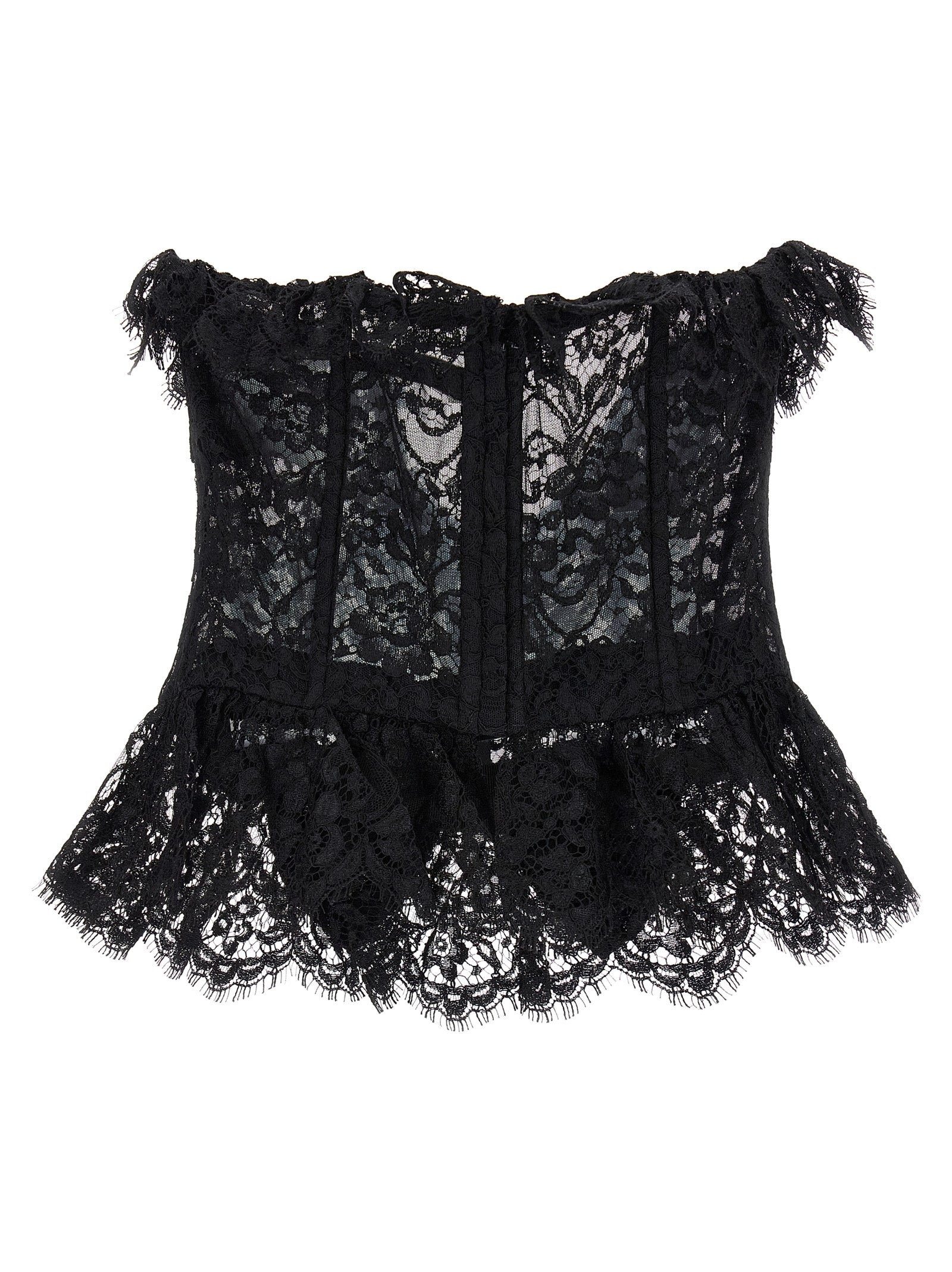 Alessandra Rich Lace Bow Bustier Top