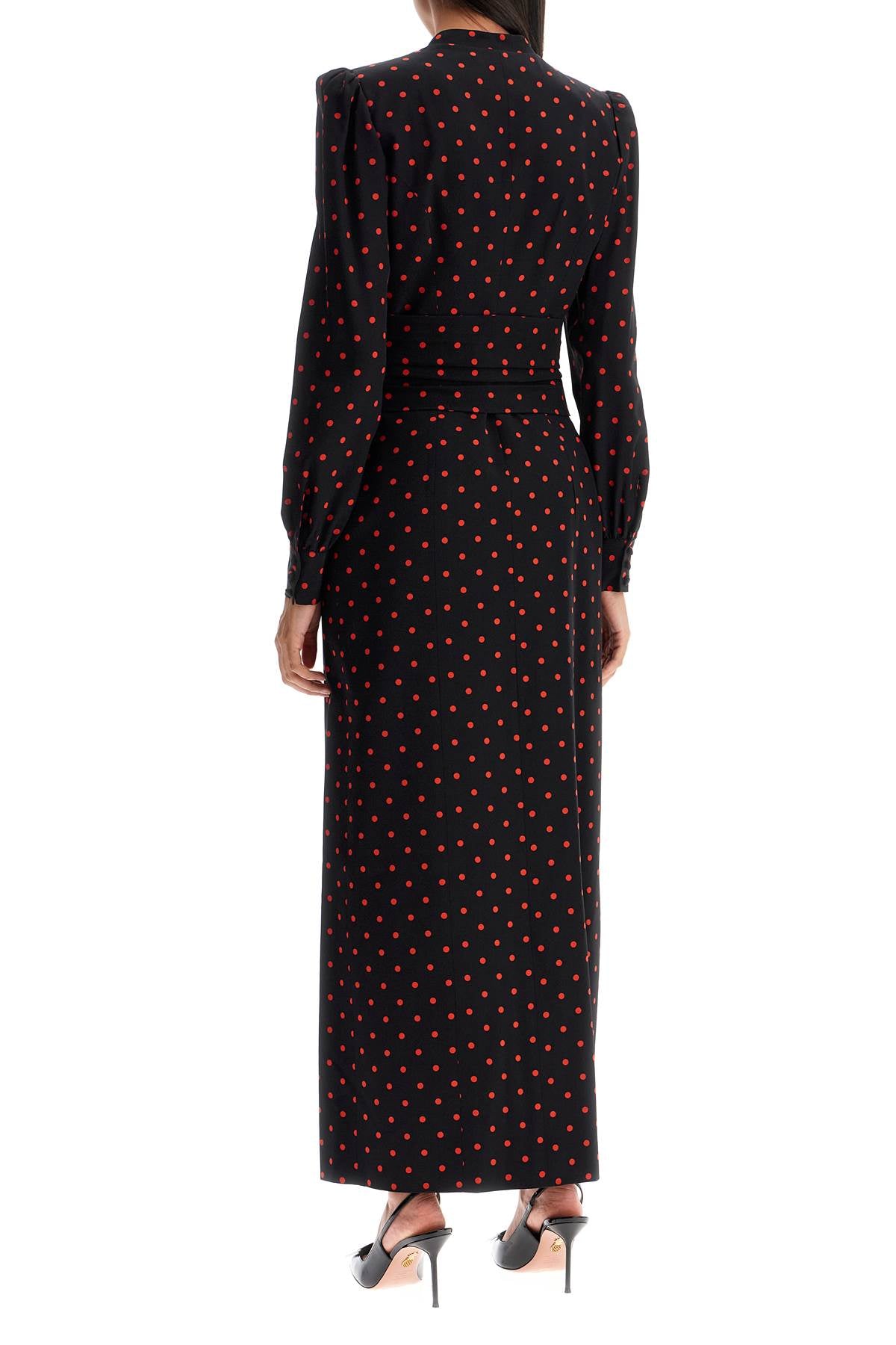 Alessandra Rich Silk Maxi Dress With Polka Dots