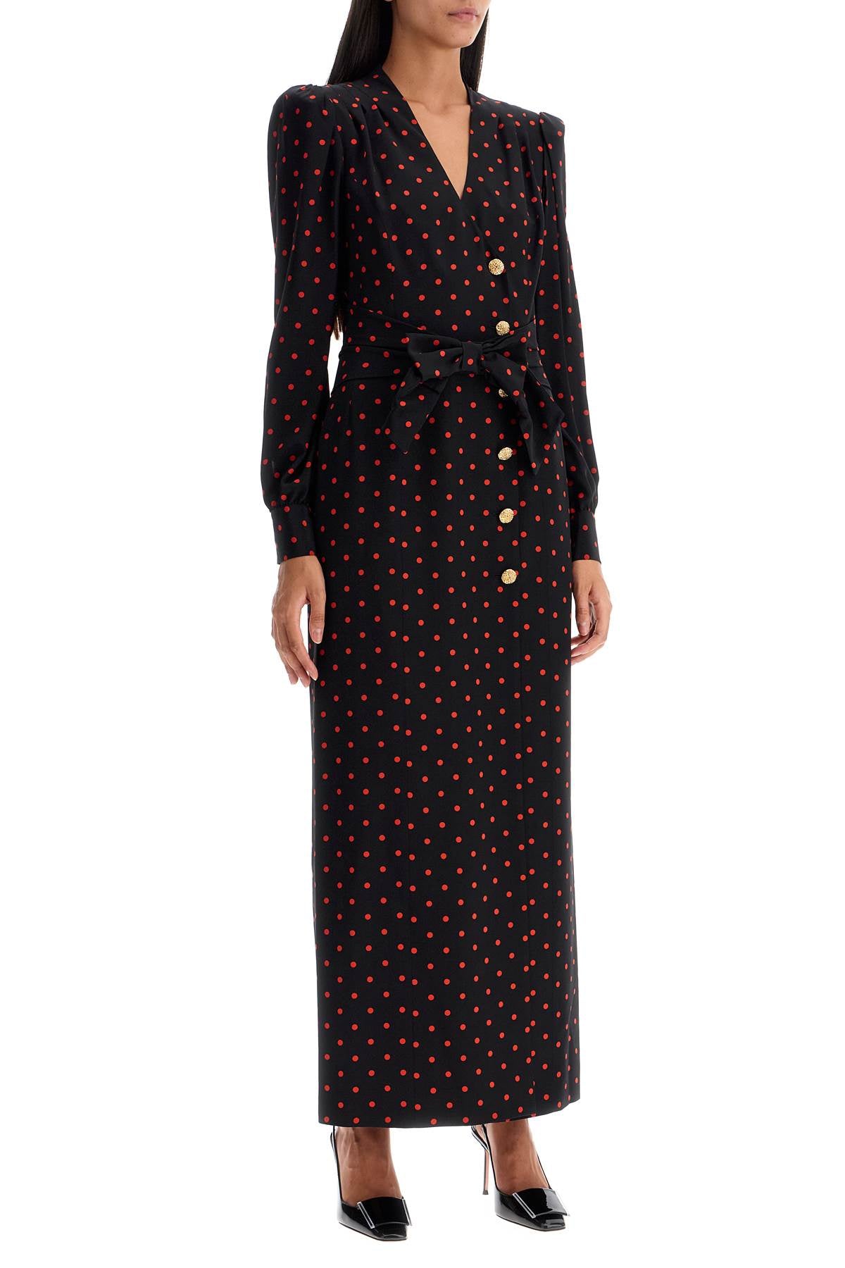 Alessandra Rich Silk Maxi Dress With Polka Dots