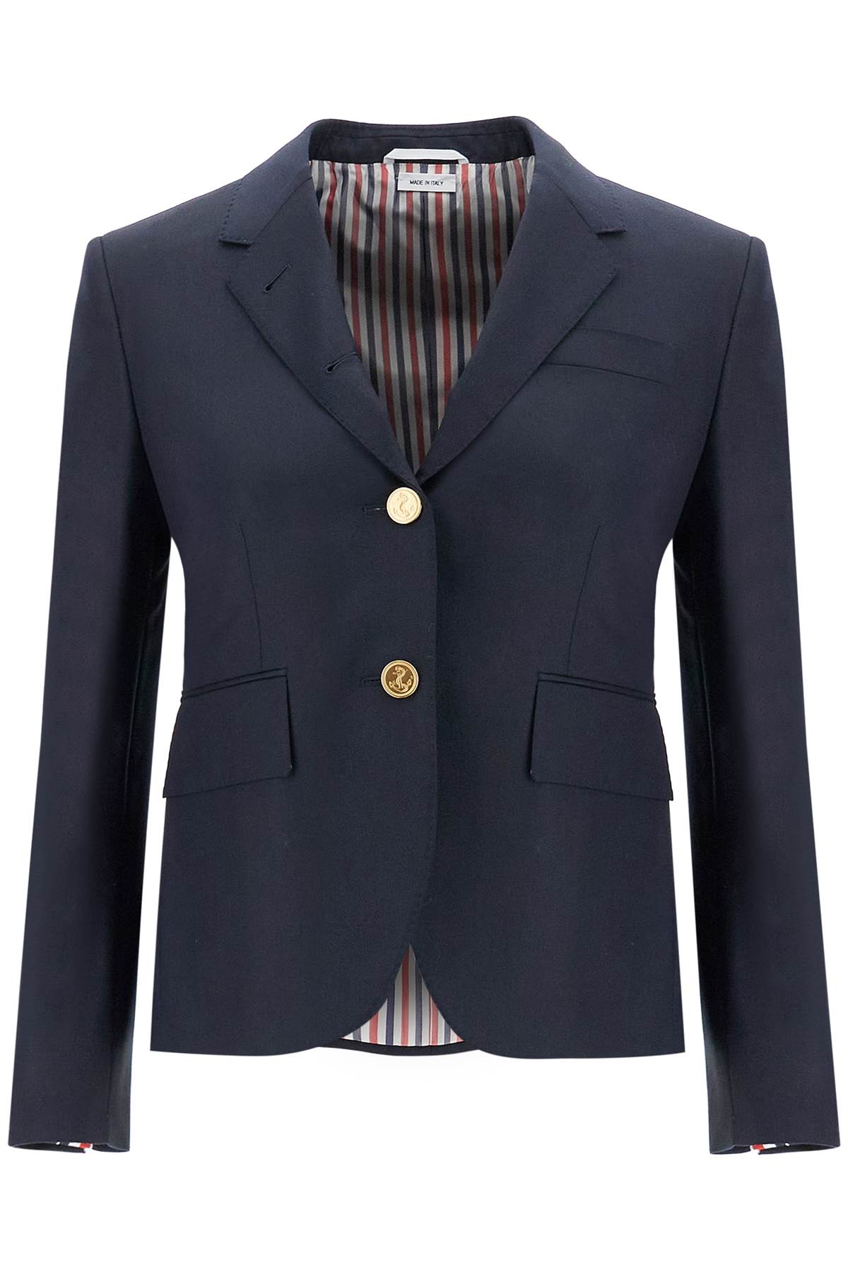 Thom Browne Single-Breasted Cropped Jacket In 120'S Wool