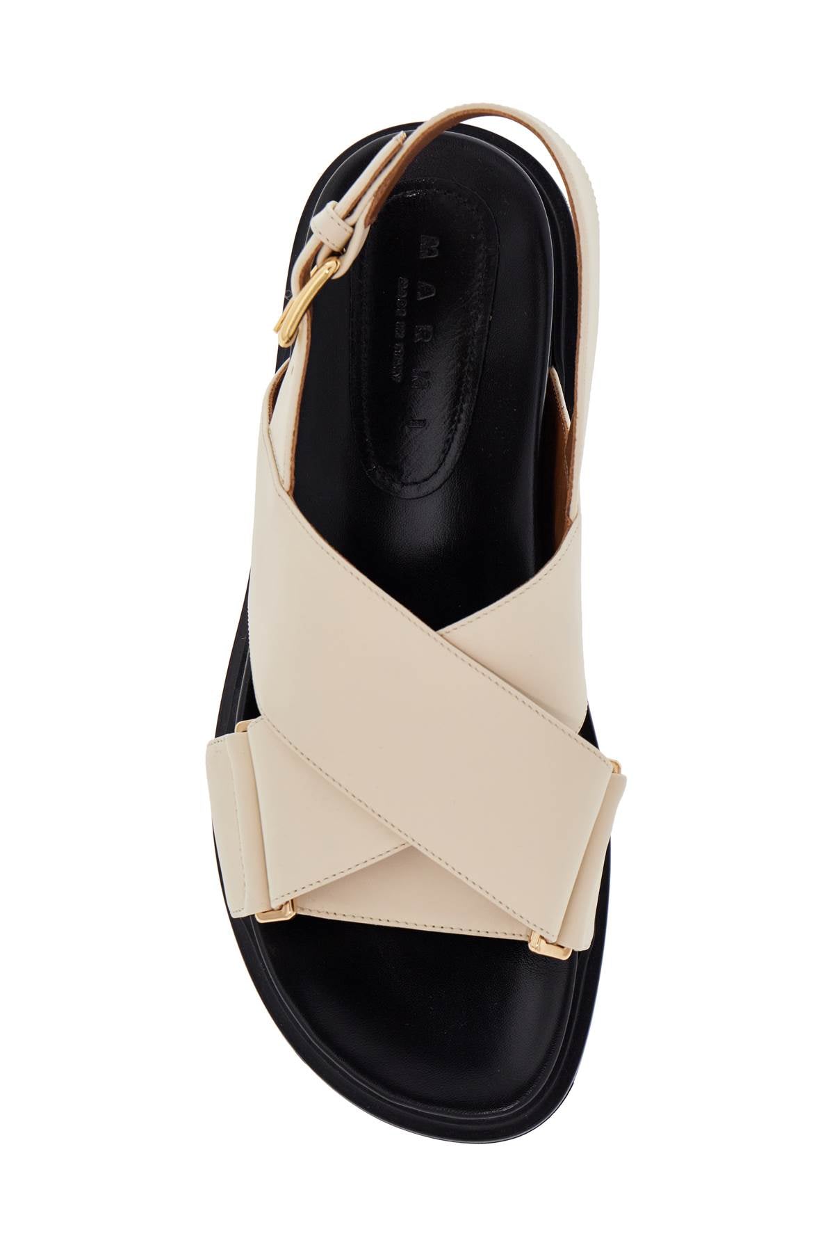 Marni Fussbett Sandals In Silk White Leather With Low Heel