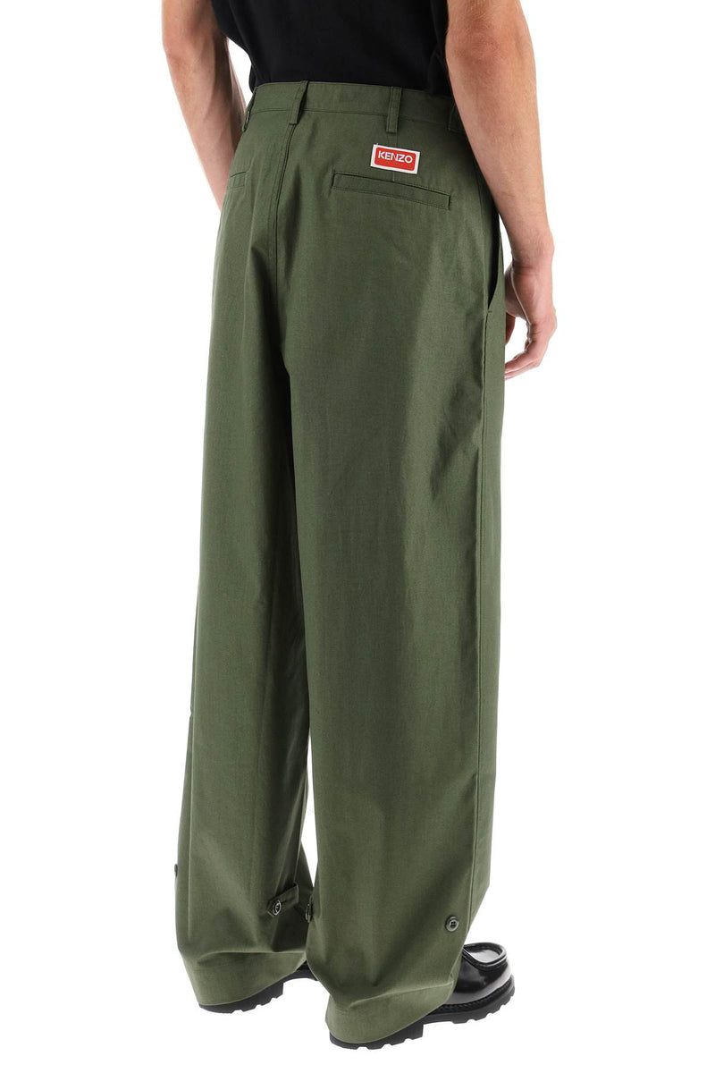 Kenzo Oversized Cotton Pants Khaki