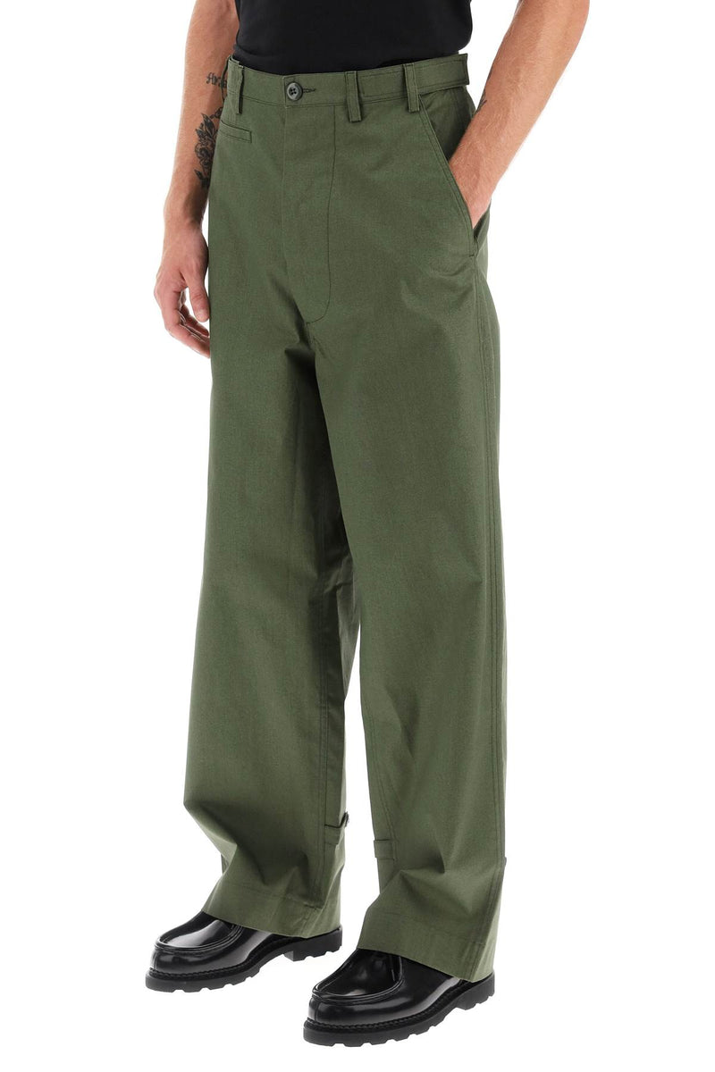 Kenzo Oversized Cotton Pants Khaki