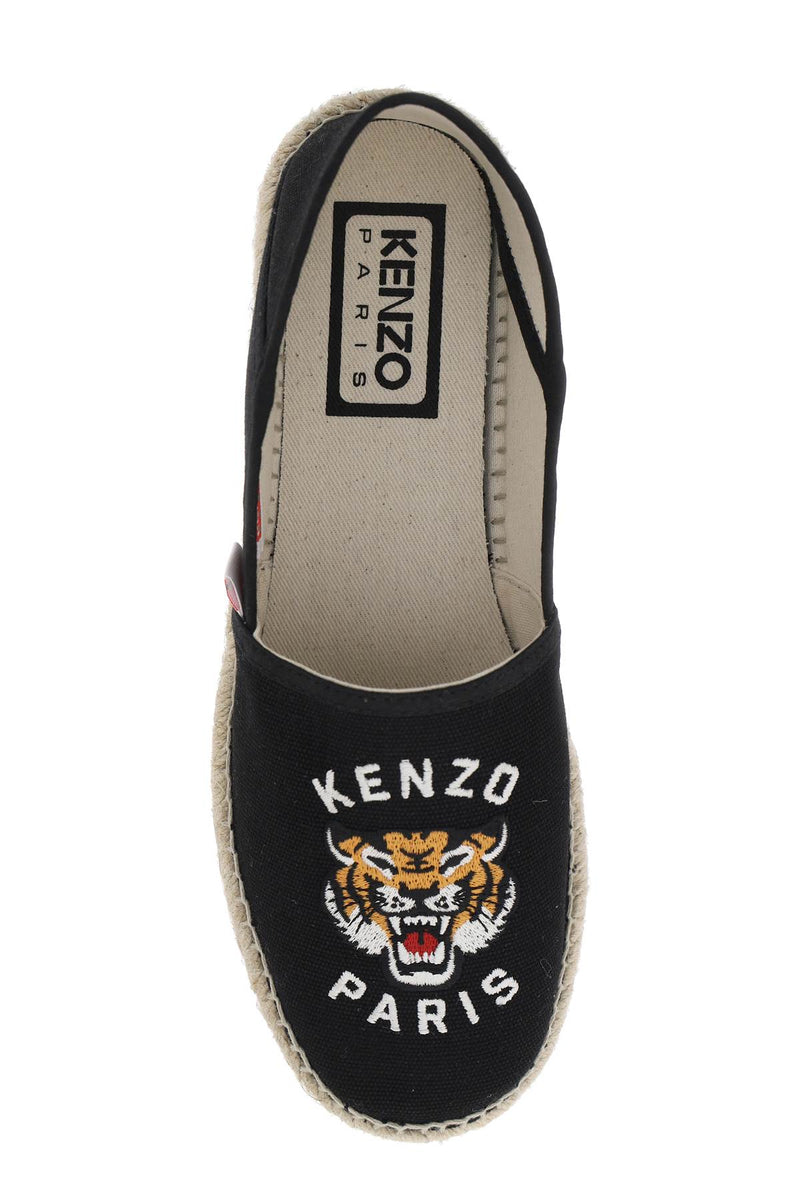 Kenzo Canvas Espadrilles With Logo Embroidery Black