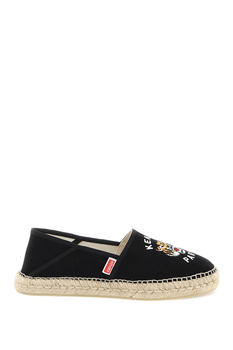 Kenzo Canvas Espadrilles With Logo Embroidery Black