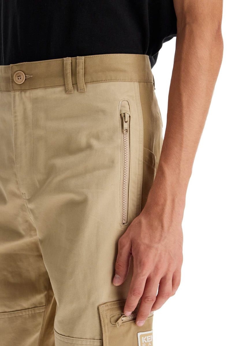 Kenzo Cotton Cargo Pants For Men Beige