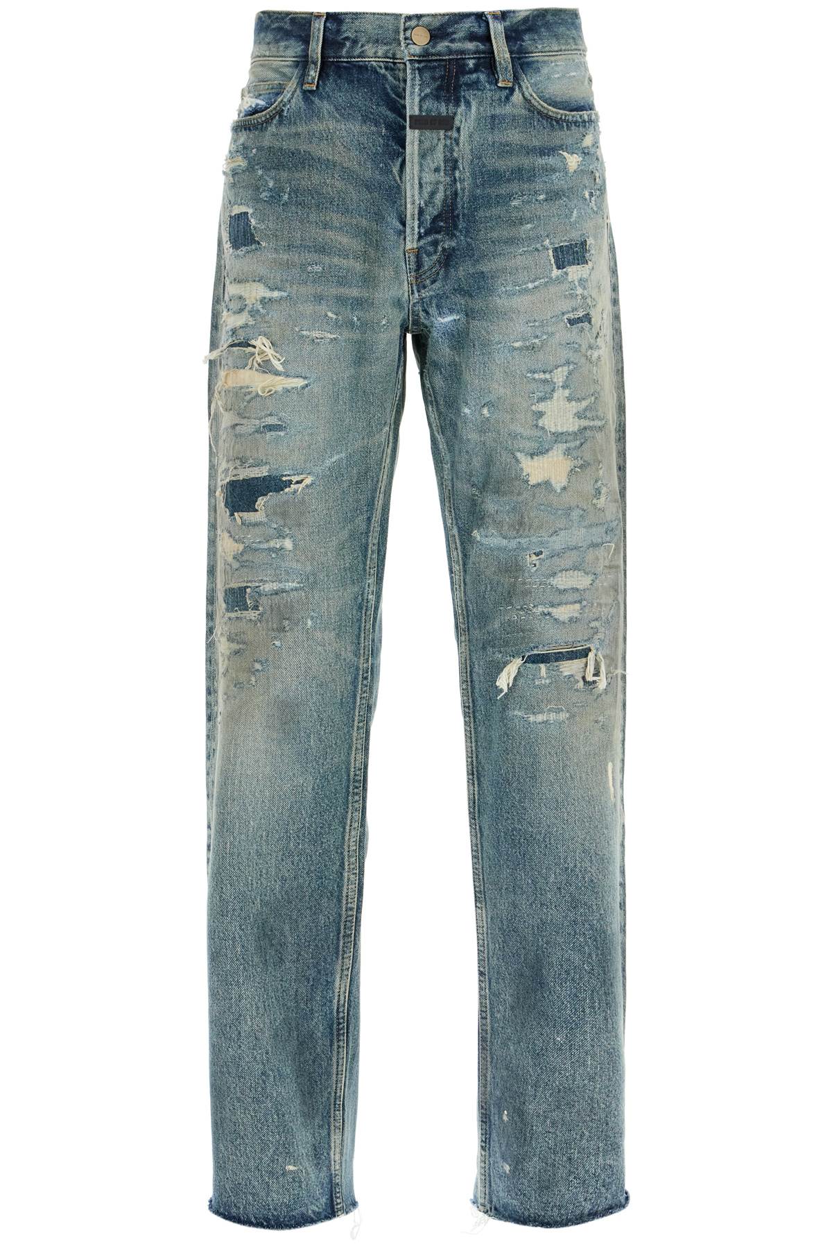 Fear Of God Distressed Straight Cut Jeans With A