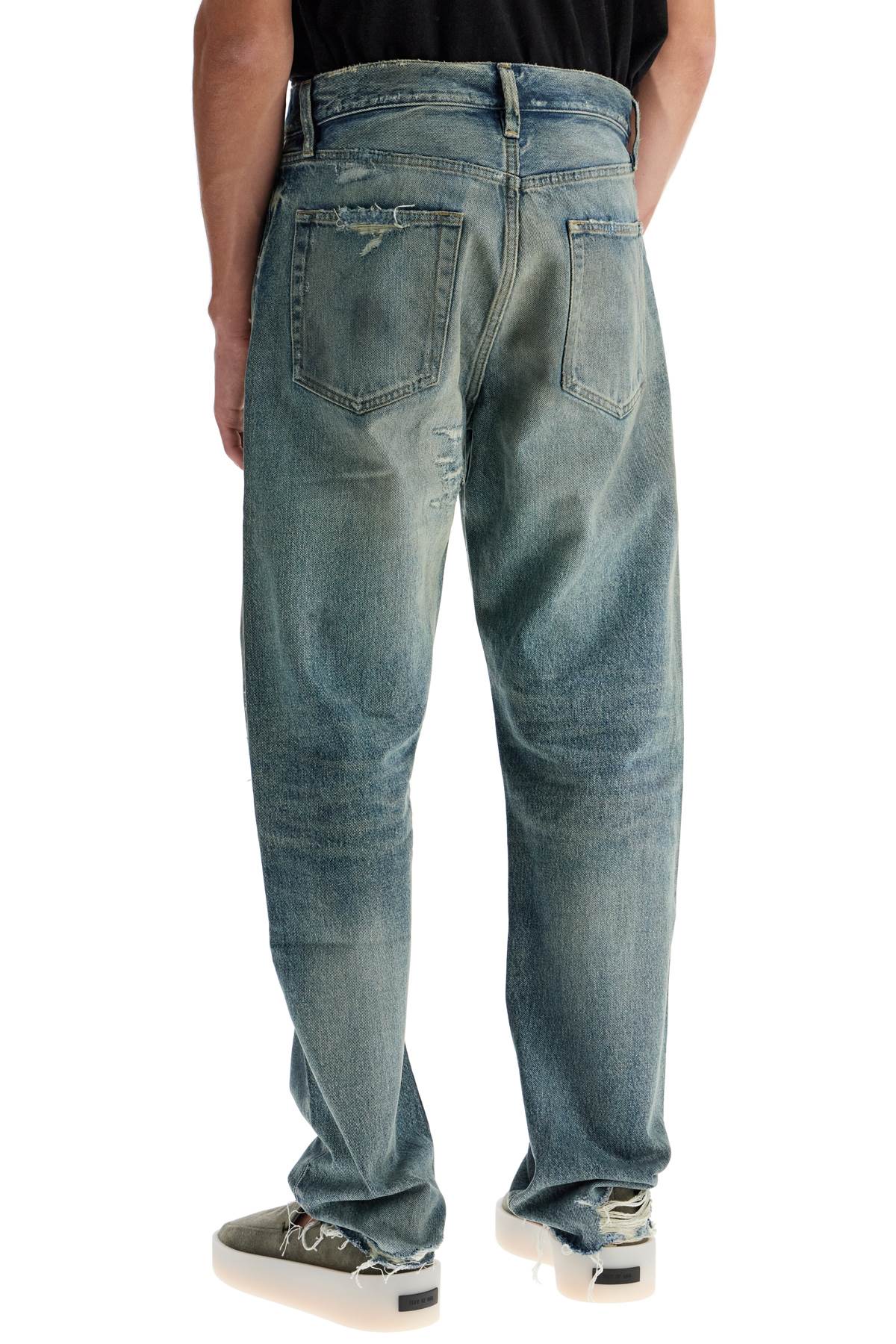 Fear Of God Distressed Straight Cut Jeans With A