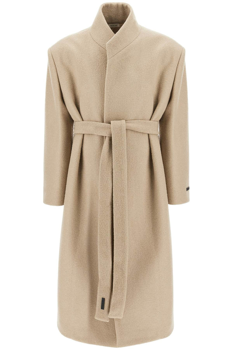 Fear of God Wool Coat With High Collar And Boiled Wool Beige