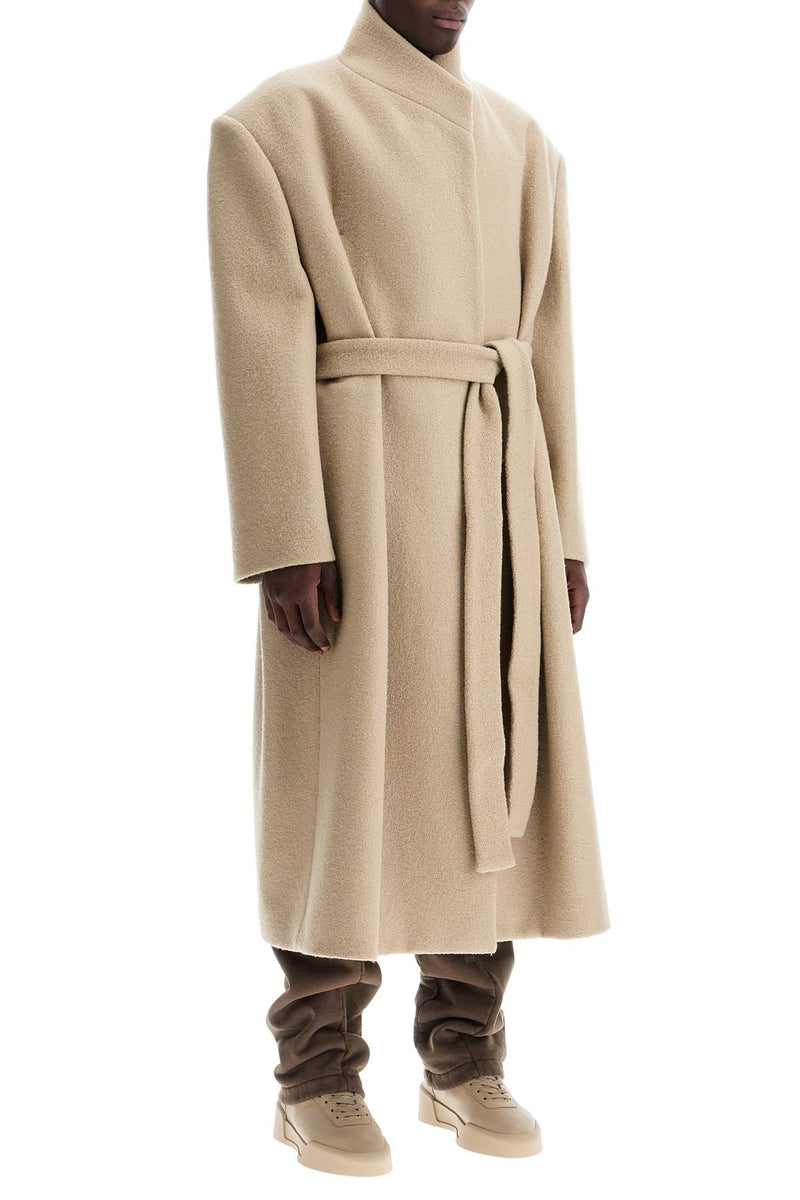 Fear of God Wool Coat With High Collar And Boiled Wool Beige