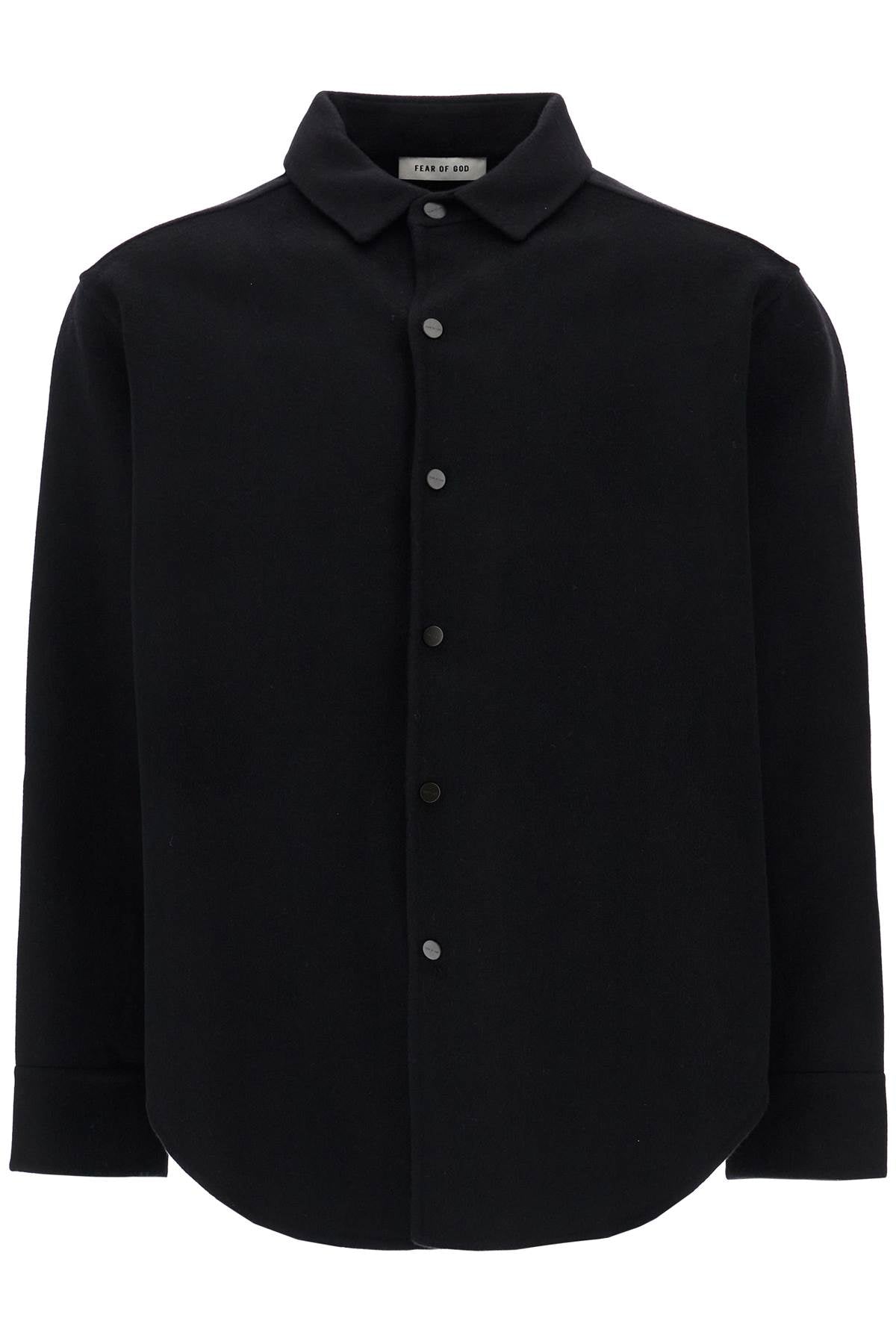 Fear Of God Oversized Virgin Wool Black Shirt