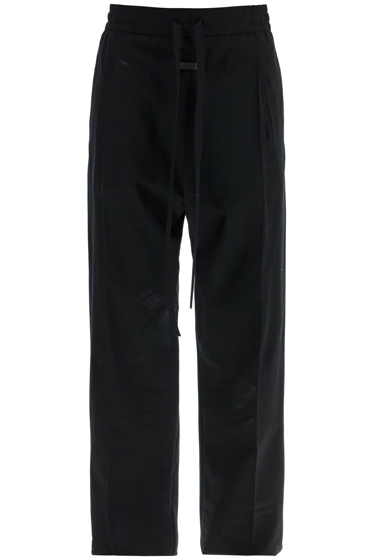 Fear Of God Wide Leg Black Cotton And Wool Pants