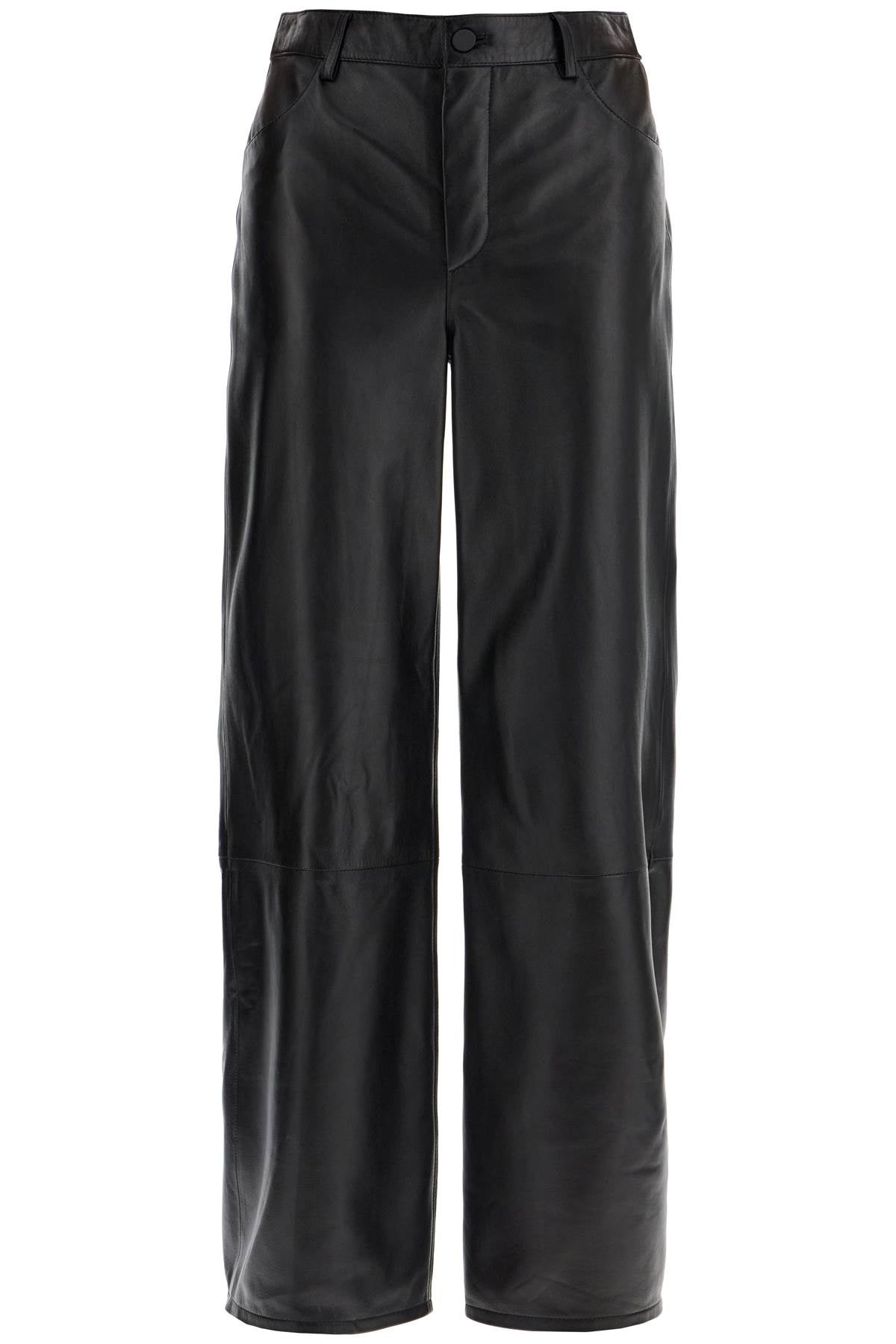 Loulou Studio High-Waisted Wide-Leg Black Leather Pants