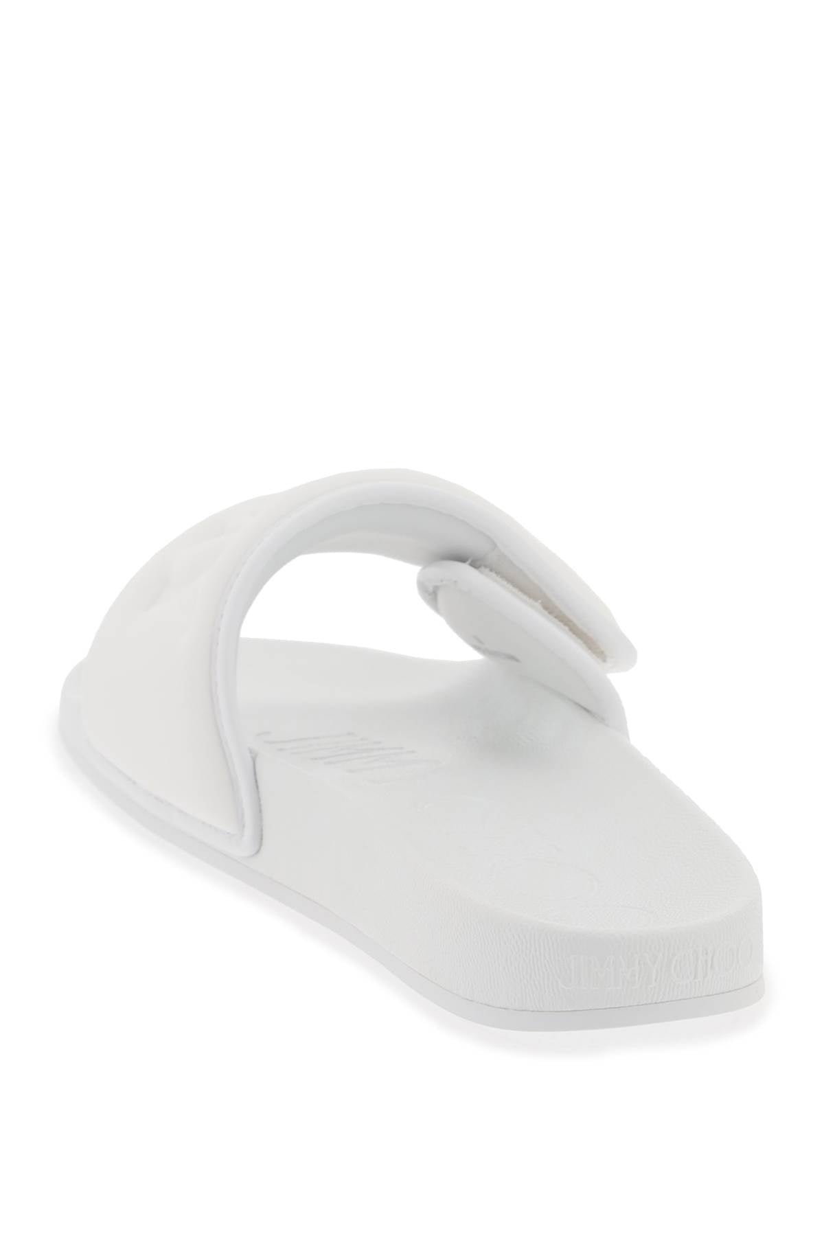 Jimmy Choo Fitz Slides With Lycra Logoed Bang White