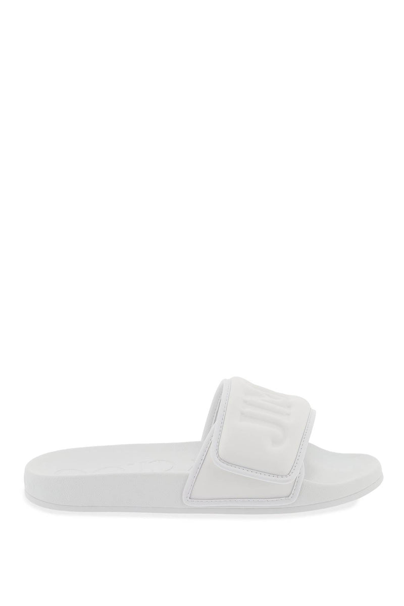 Jimmy Choo Fitz Slides With Lycra Logoed Bang White